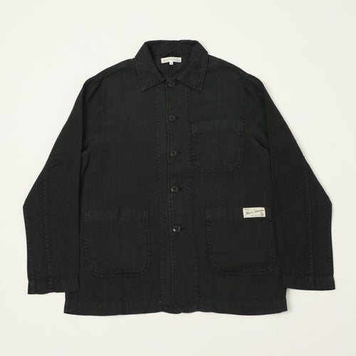 Merz b. Schwanen 'Good Basics' Workers Linen Jacket - Deep Black