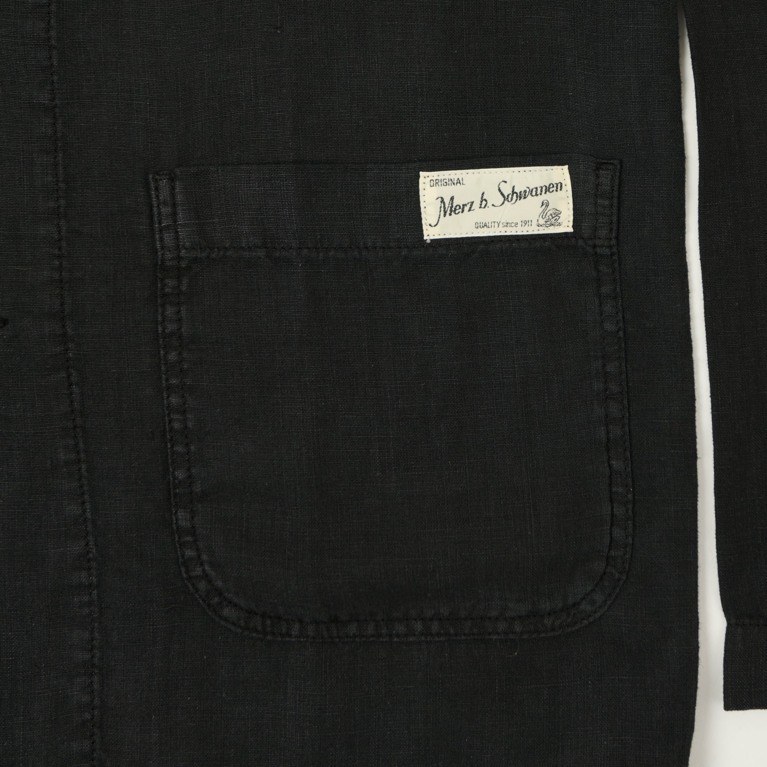 Merz b. Schwanen 'Good Basics' Workers Linen Jacket - Deep Black