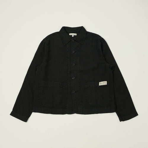 Merz b. Schwanen 'Good Basics' Cropped Workers Linen jacket - Deep Black