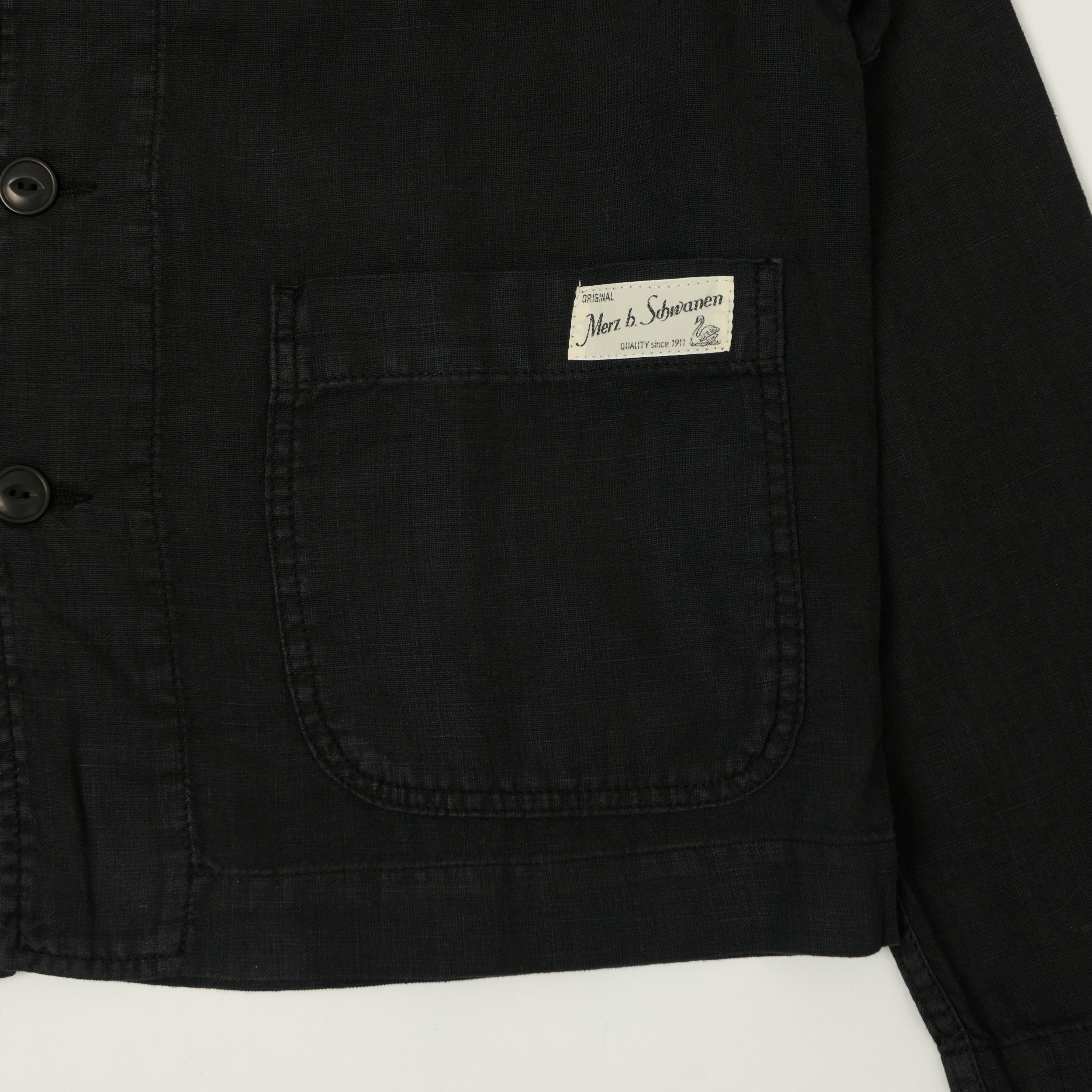 Merz b. Schwanen 'Good Basics' Cropped Workers Linen jacket - Deep Black