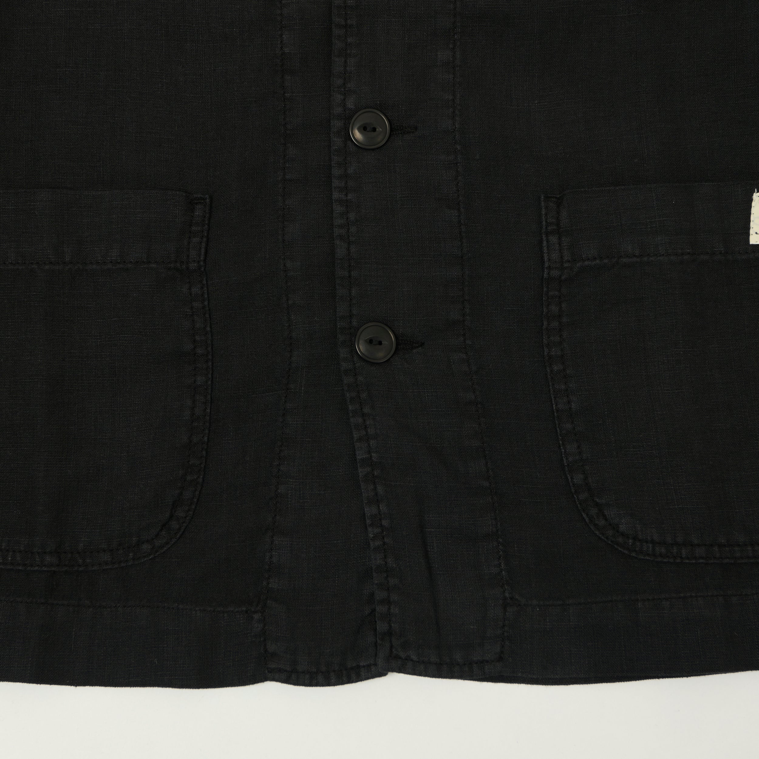 Merz b. Schwanen 'Good Basics' Cropped Workers Linen jacket - Deep Black