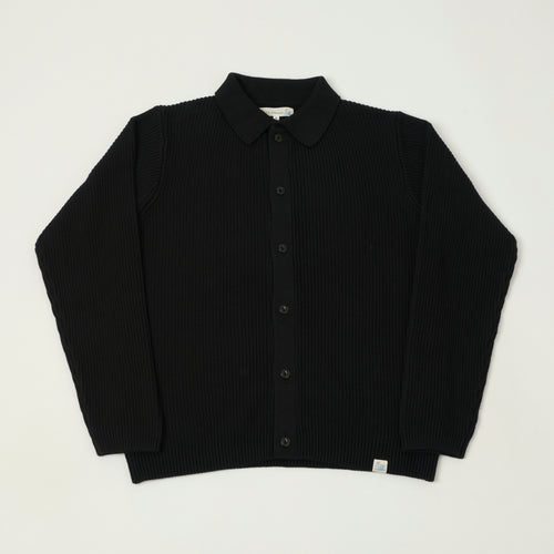 Merz b. Schwanen 'Good Basics' Button Up Knit Shirt - Deep Black