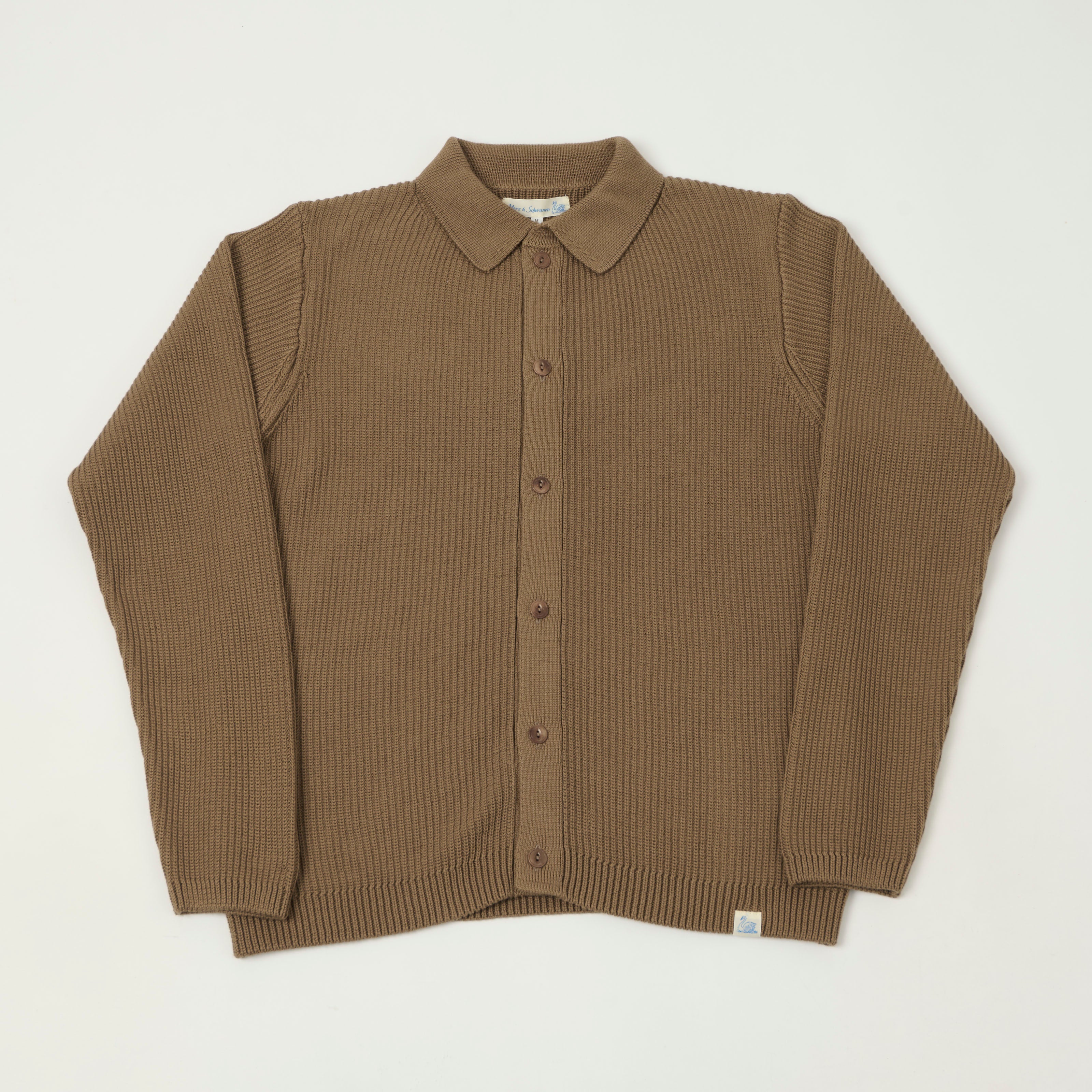 Merz b. Schwanen 'Good Basics' Button Up Knit Shirt - Grain