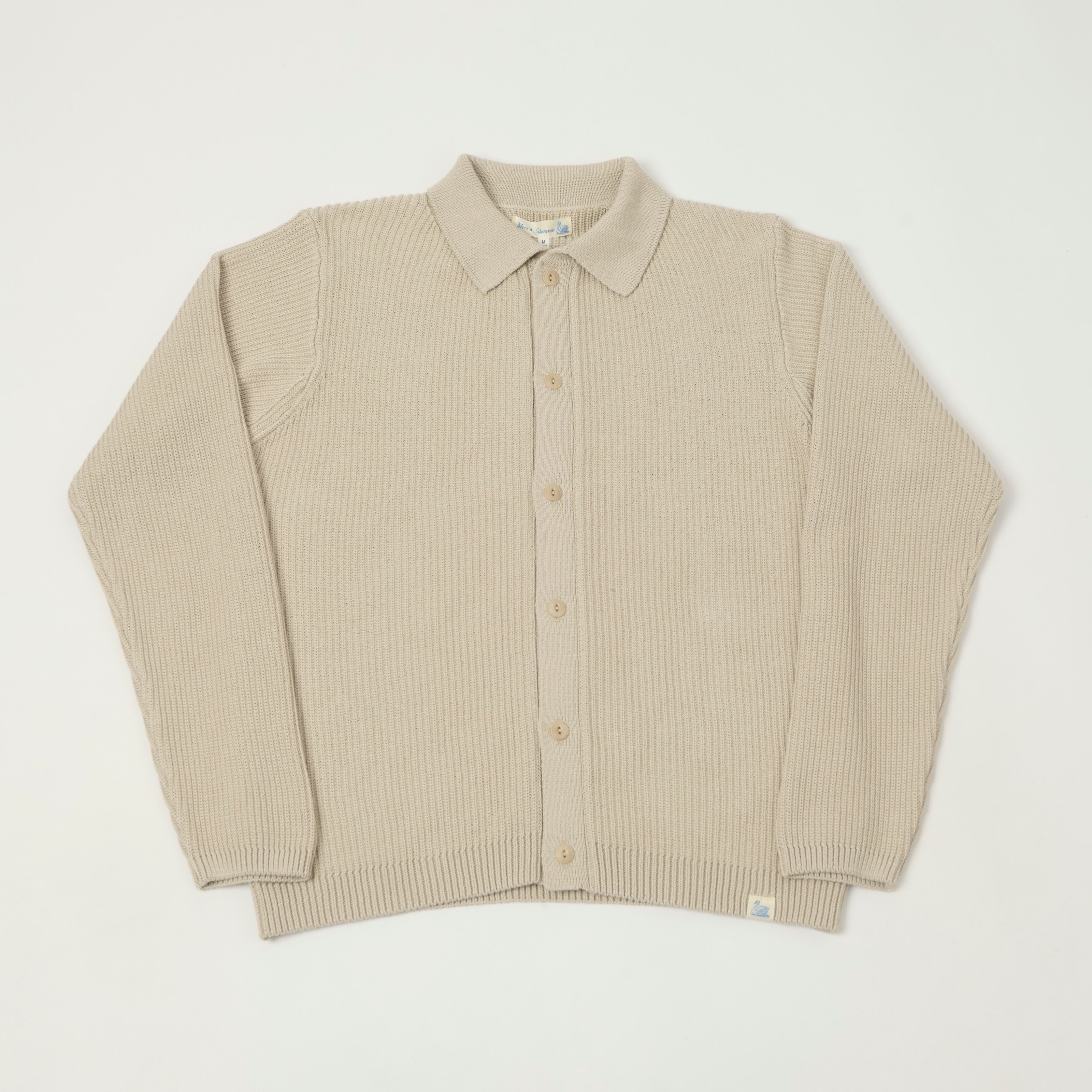 Merz b. Schwanen 'Good Basics' Button Up Knit Shirt - Sand