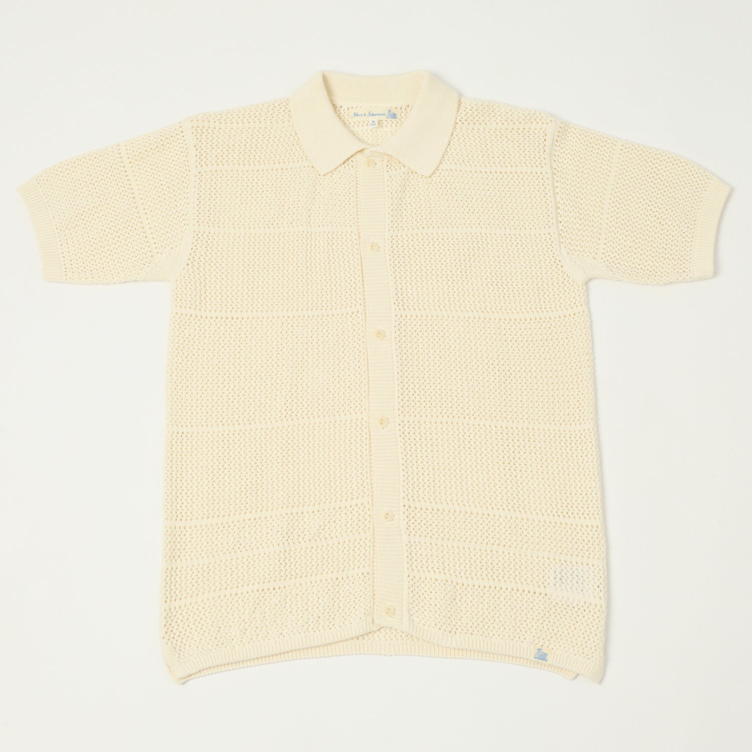 Merz b. Schwanen 'Good Basics' Crochet Polo Shirt - Nature
