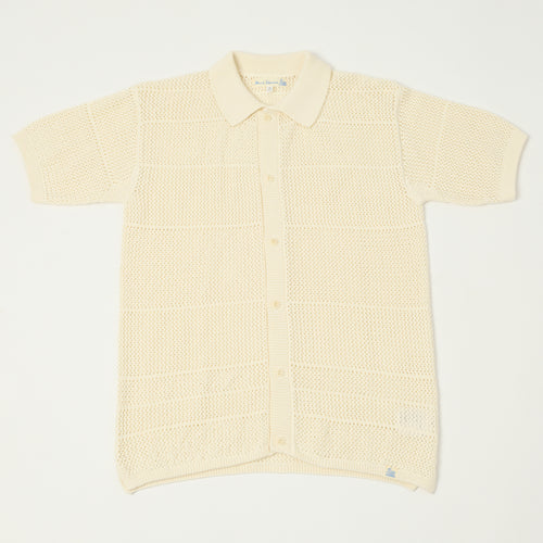 Merz b. Schwanen 'Good Basics' Crochet Polo Shirt - Nature