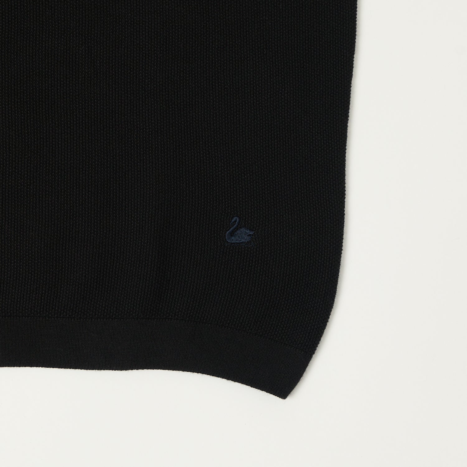 Merz b. Schwanen 'Good Basics' Plant Based Knitted Polo Shirt - Deep Black