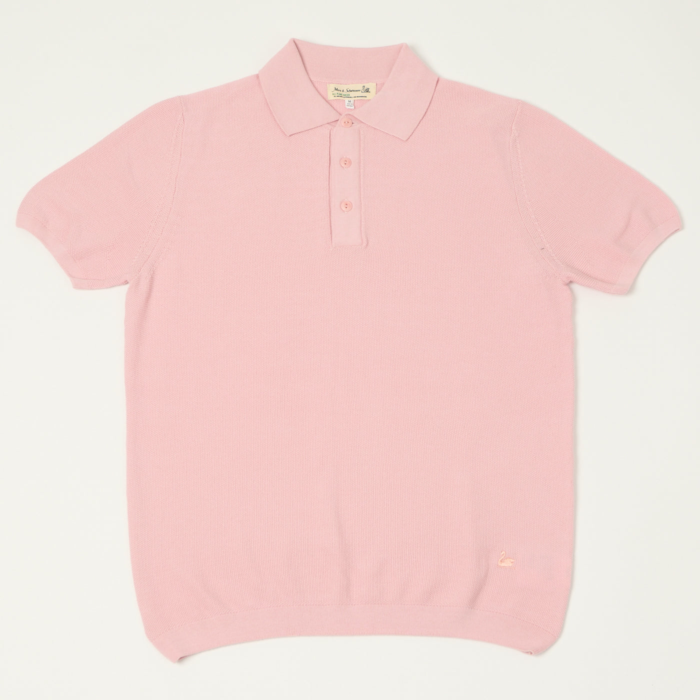 Merz b. Schwanen 'Good Basics' Plant Based Knitted Polo Shirt - Dusted Pink