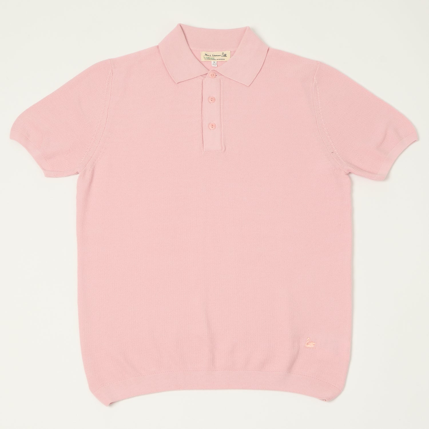 Merz b. Schwanen 'Good Basics' Plant Based Knitted Polo Shirt - Dusted Pink
