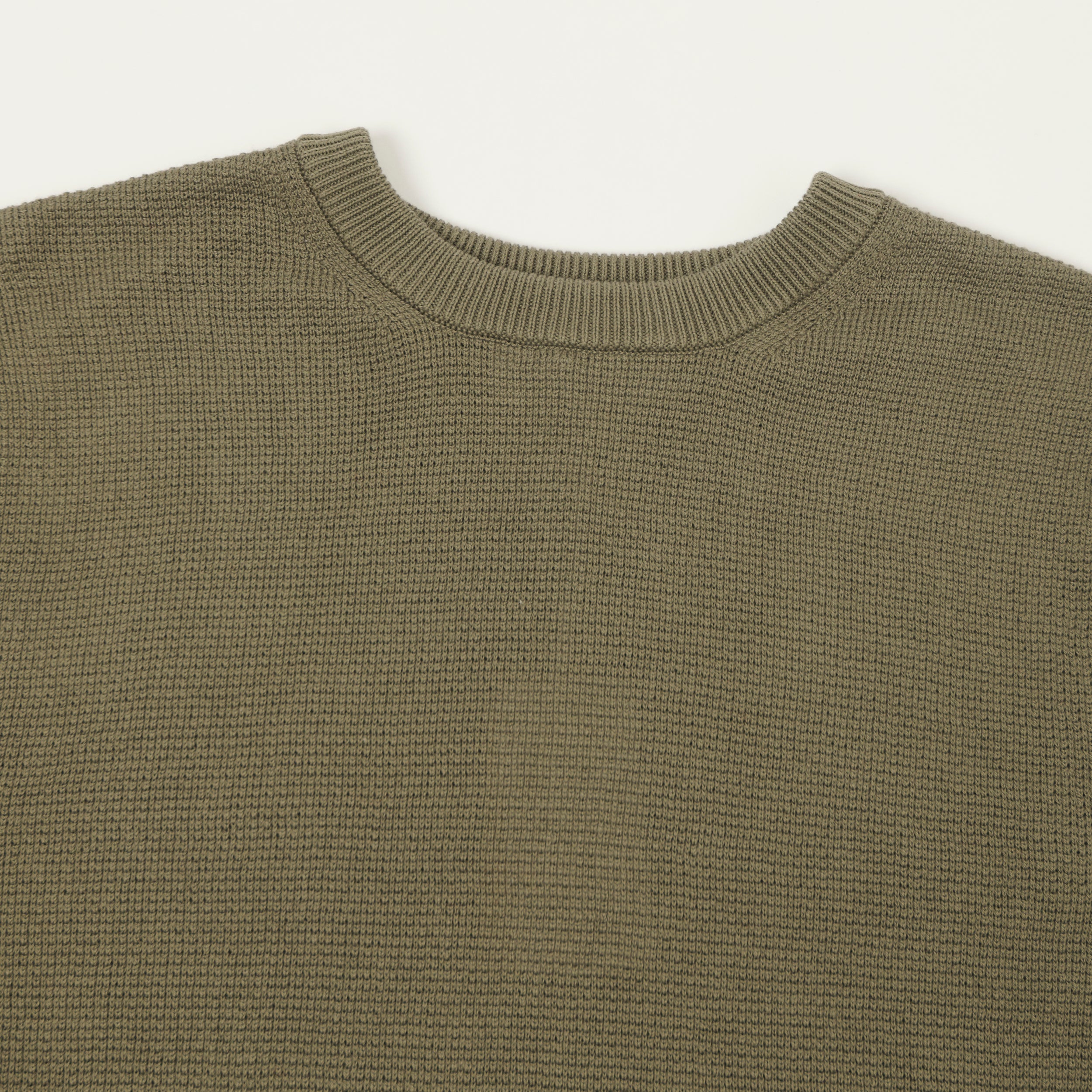 Merz b. Schwanen Lightweight Waffle Knit Sweater - Army