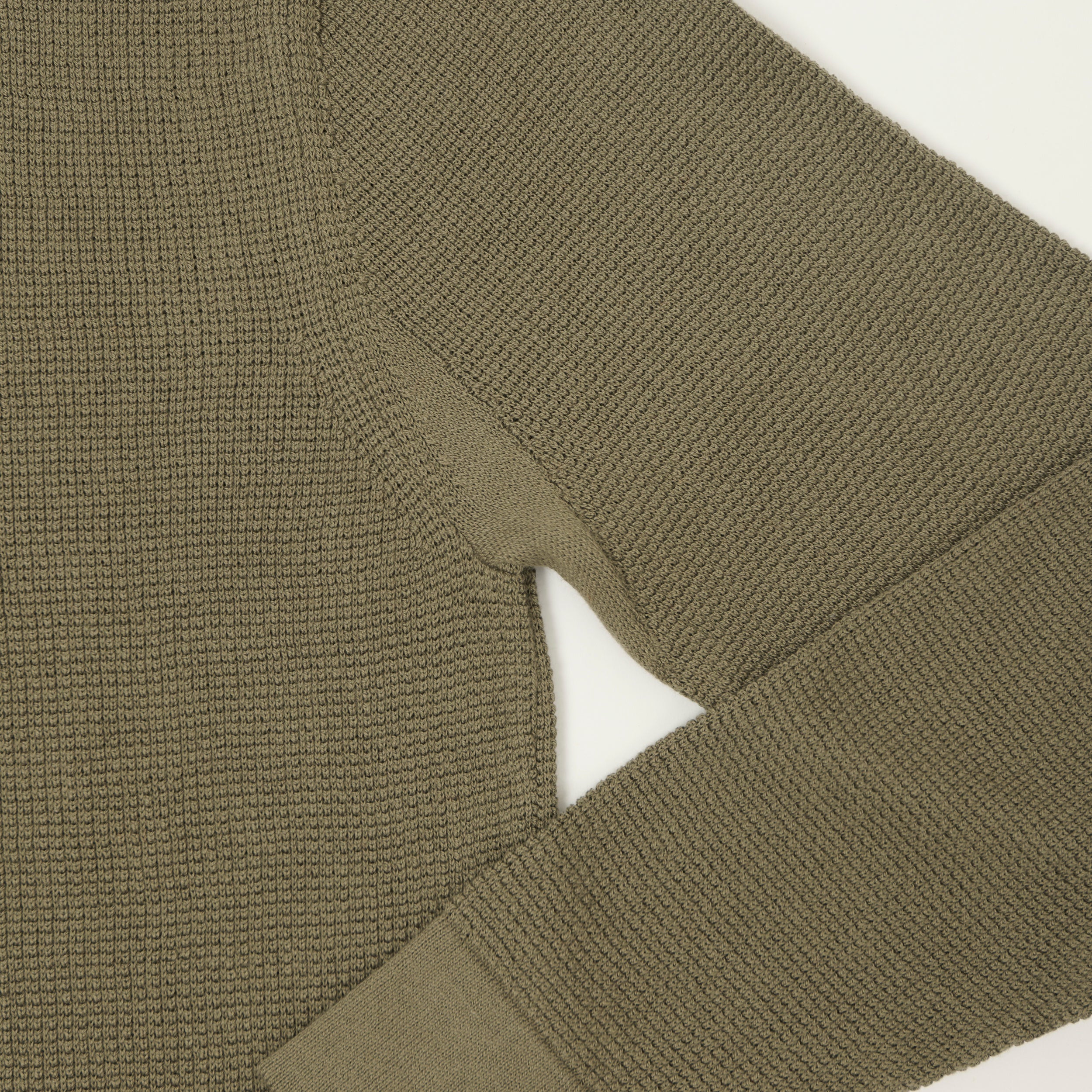 Merz b. Schwanen Lightweight Waffle Knit Sweater - Army