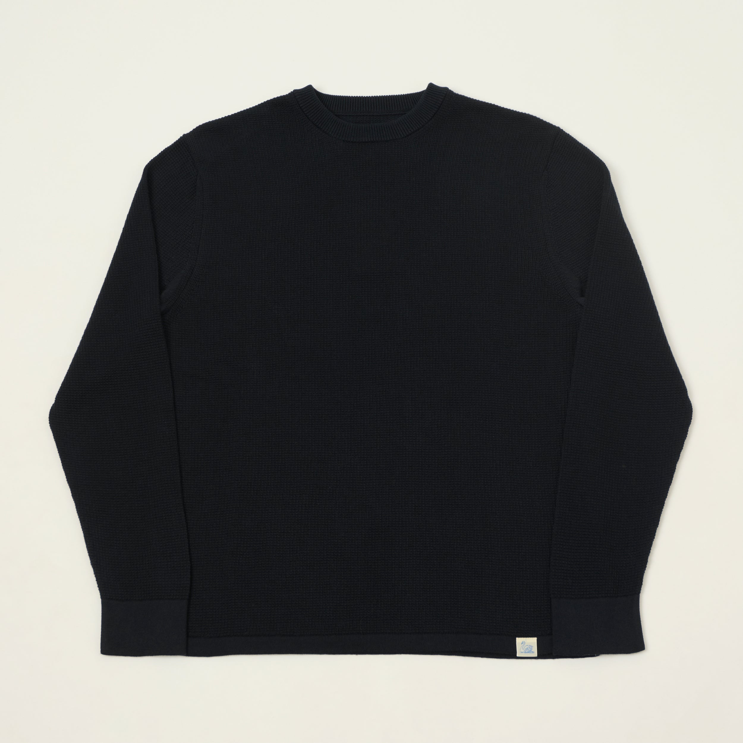 Merz b. Schwanen Lightweight Waffle Knit Sweater - Dark Navy