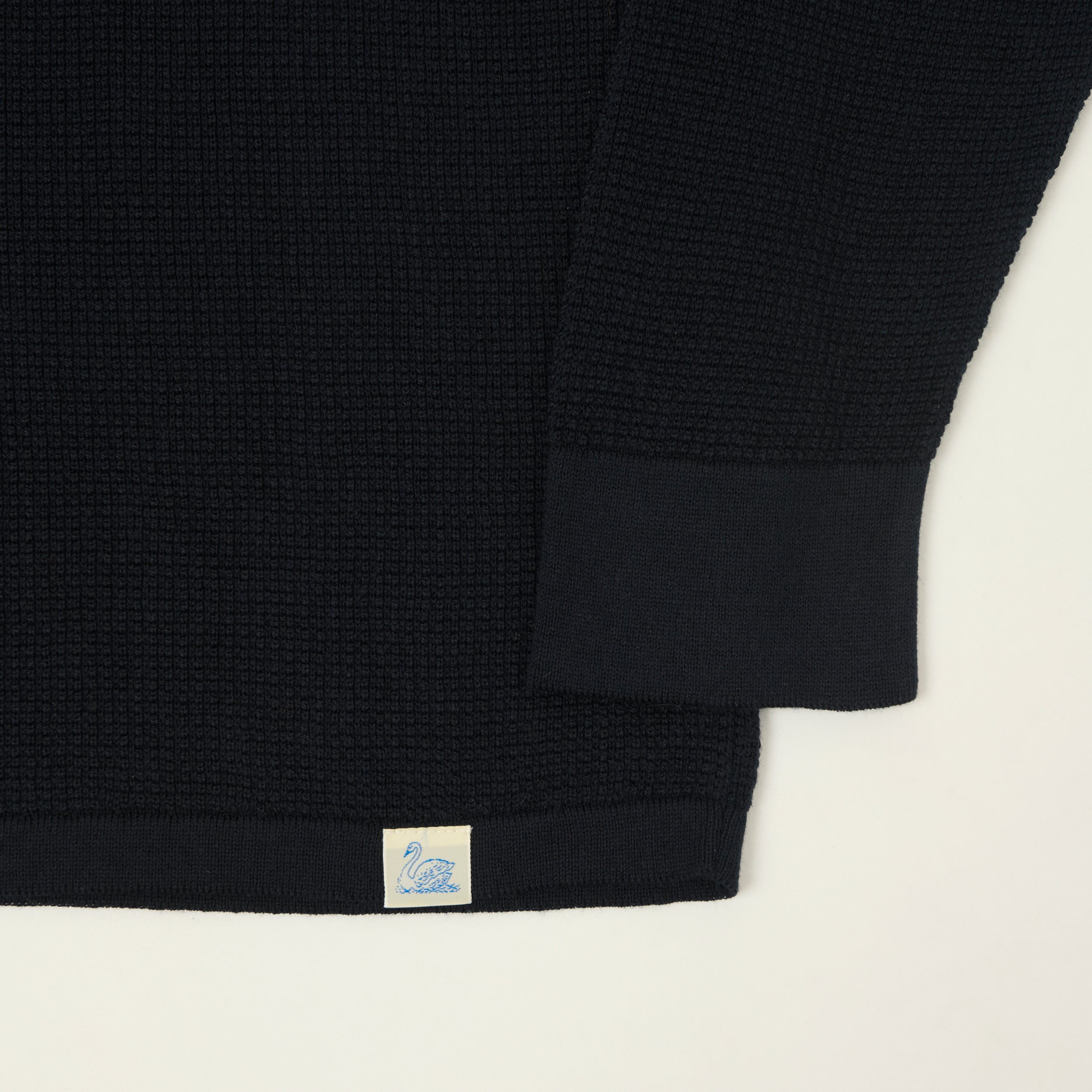 Merz b. Schwanen Lightweight Waffle Knit Sweater - Dark Navy