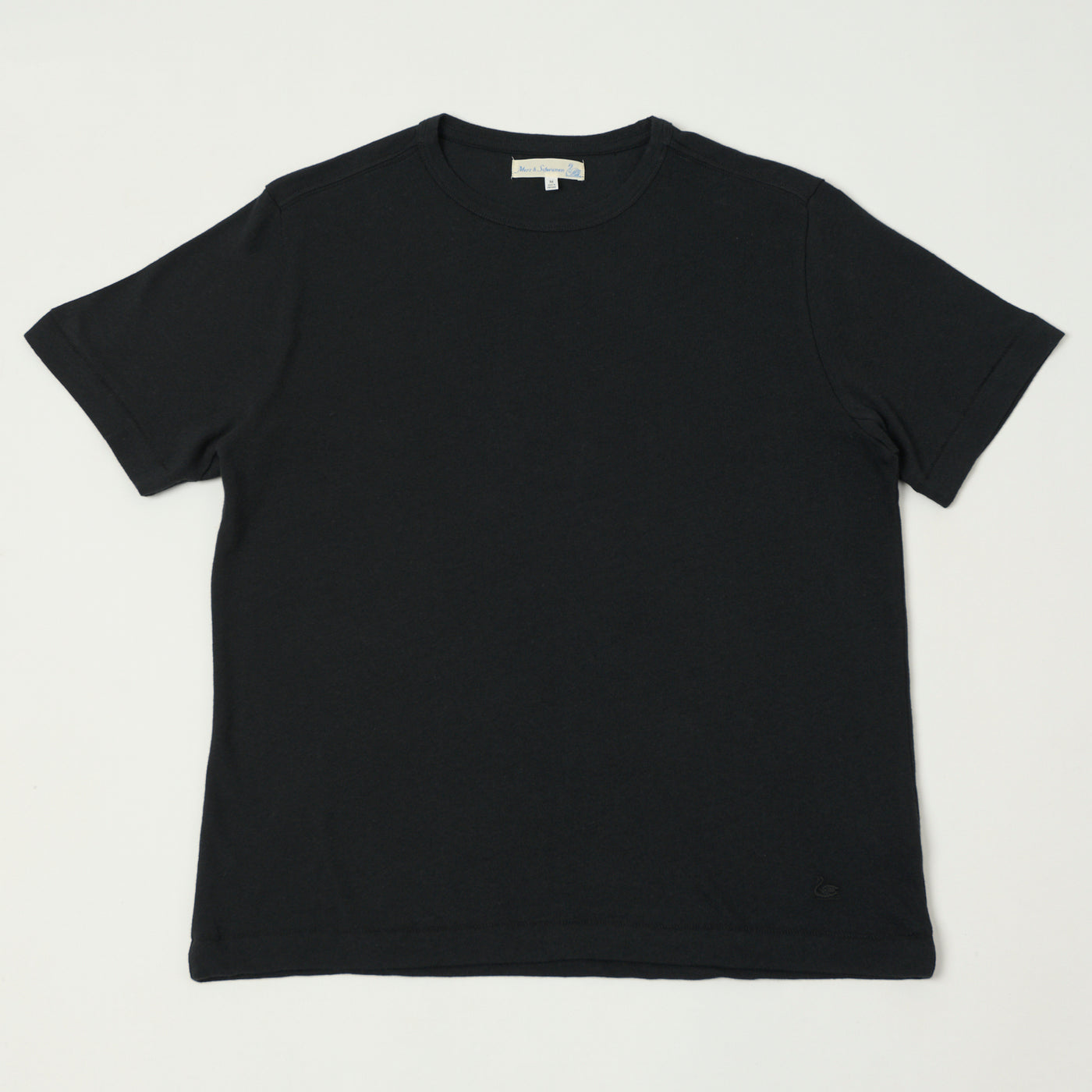 Merz b. Schwanen 'Good Basics' Linen & Organic Cotton T-Shirt - Deep Black