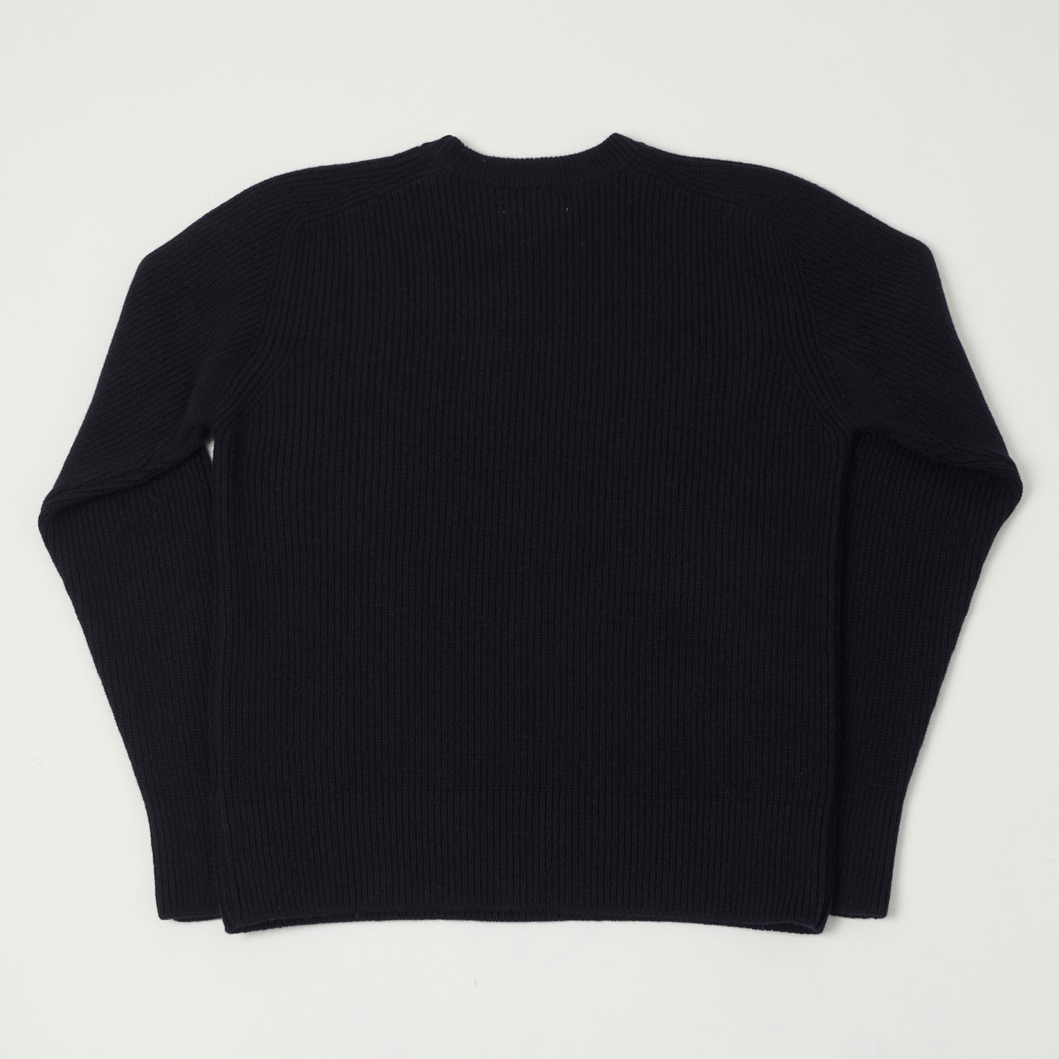 Merz b. Schwanen 'Good Basics' Wool Cashmere Ribbed Knit Pullover - Dark Navy