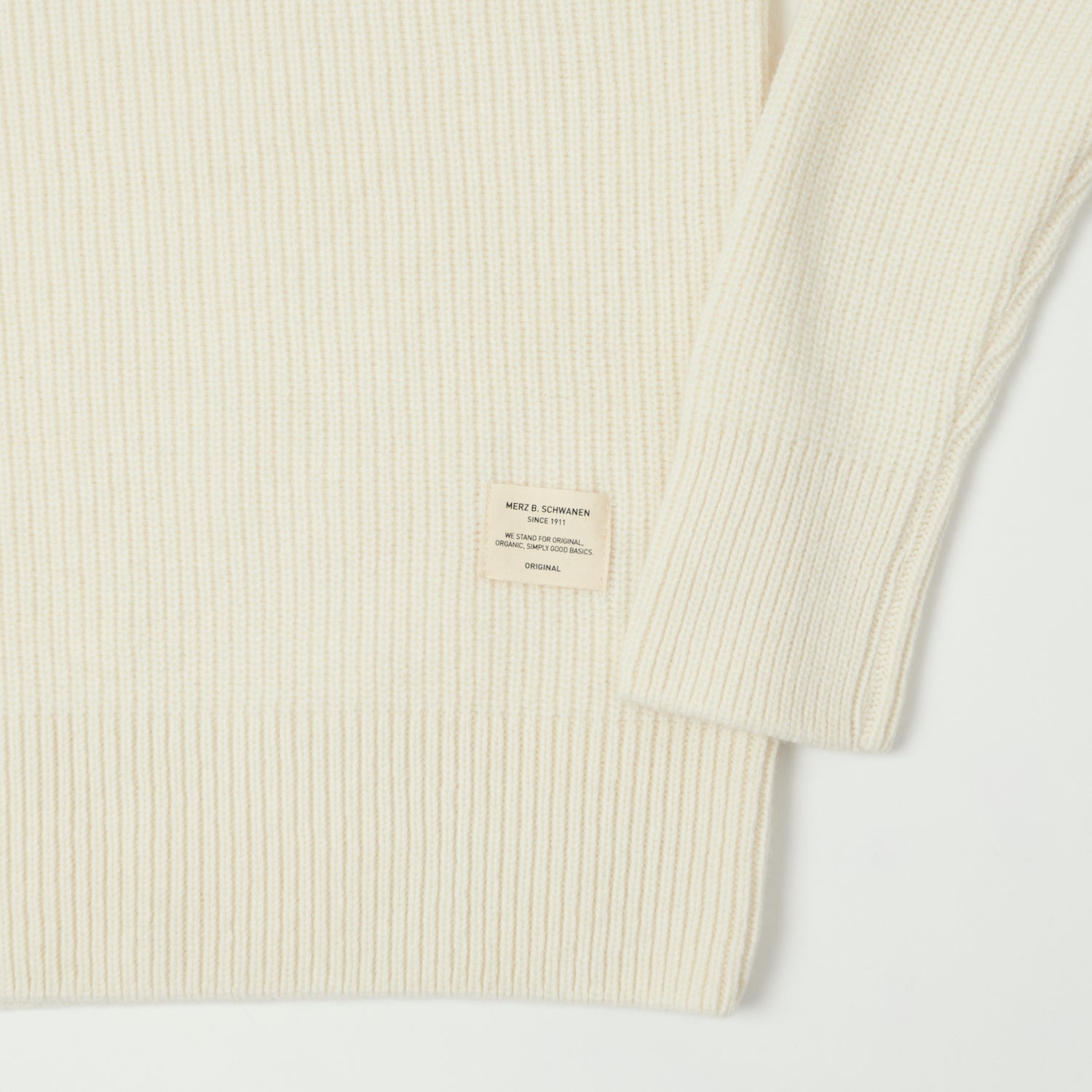 Merz b. Schwanen 'Good Basics' Wool Cashmere Ribbed Knit Pullover - Nature