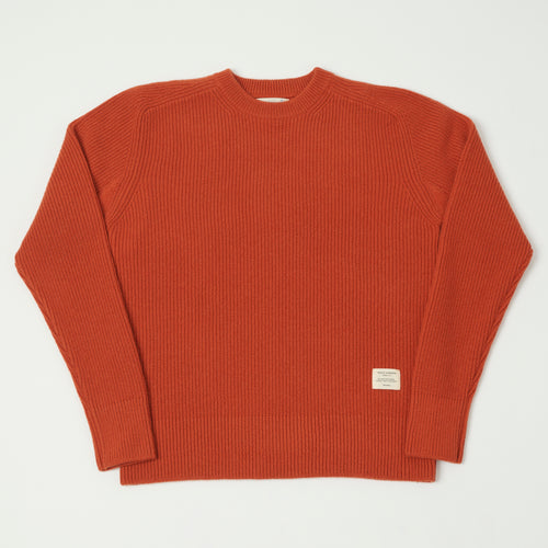 Merz b. Schwanen 'Good Basics' Wool Cashmere Ribbed Knit Pullover - Rust