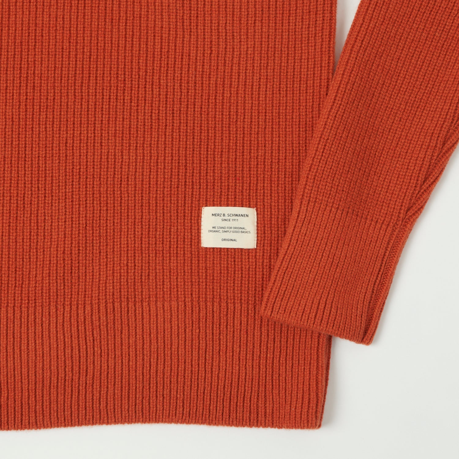 Merz b. Schwanen 'Good Basics' Wool Cashmere Ribbed Knit Pullover - Rust