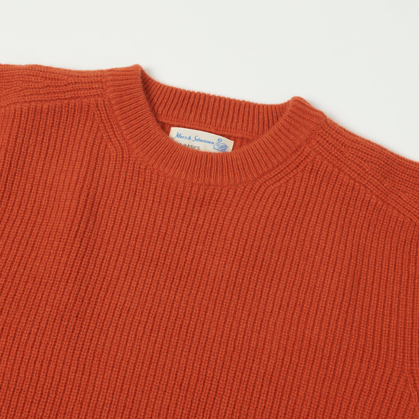 Merz b. Schwanen 'Good Basics' Wool Cashmere Ribbed Knit Pullover - Rust