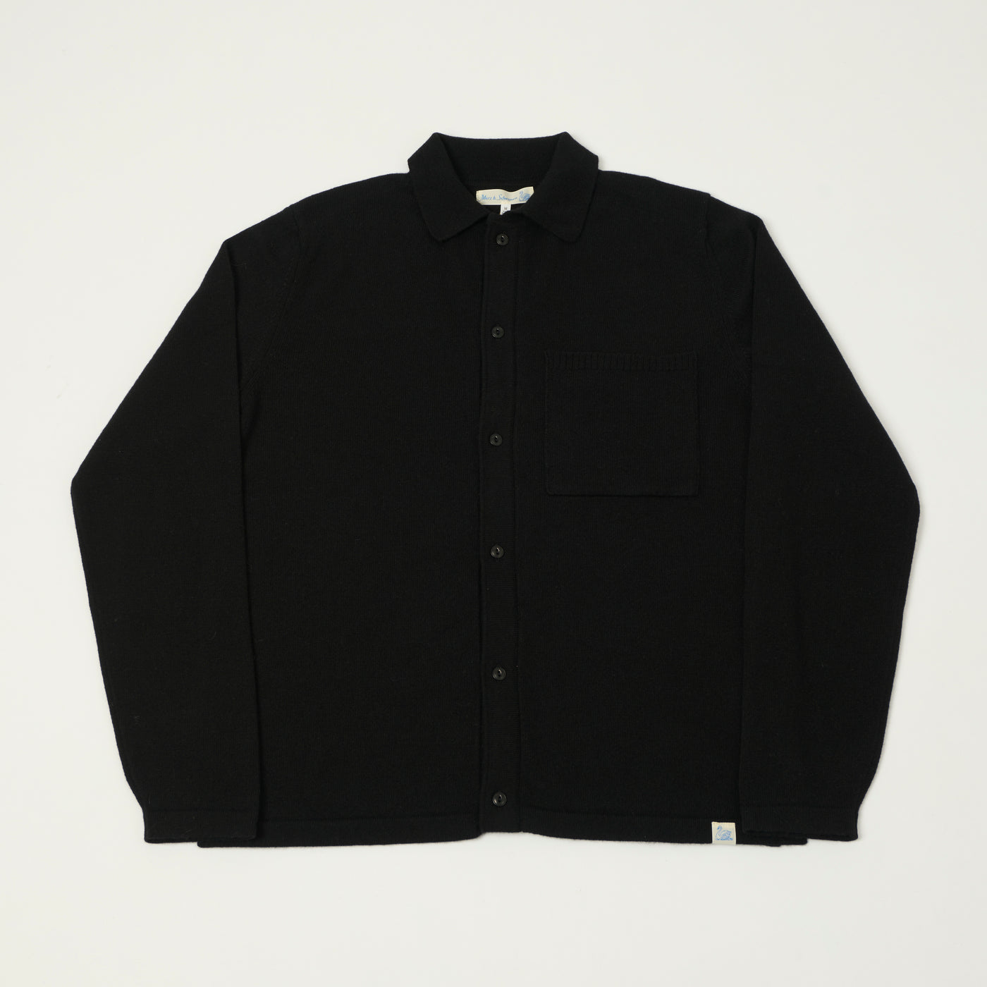 Merz b. Schwanen 'Good Basics' Merino Wool Long Sleeve Shirt - Deep Black