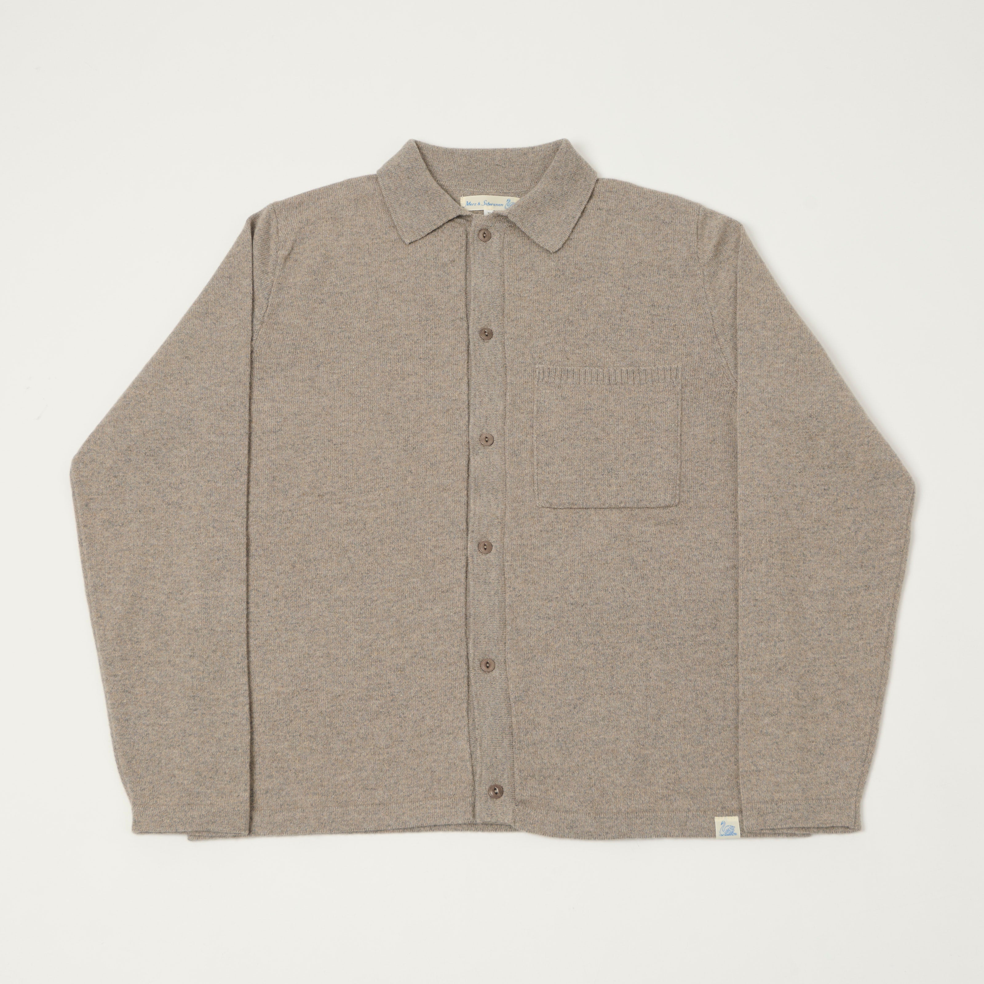 Merz b. Schwanen 'Good Basics' Merino Long Sleeve Shirt - Faded Grain