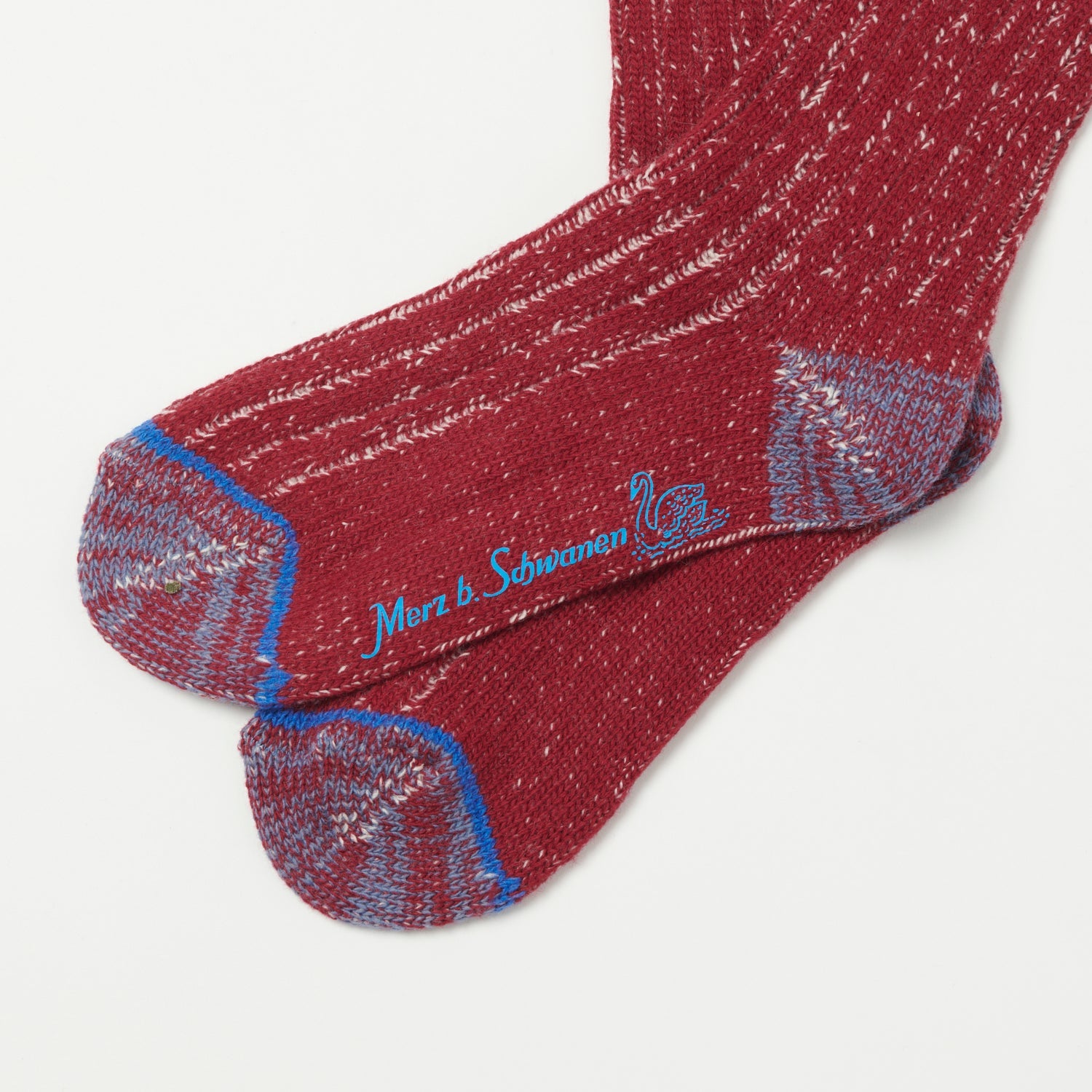Merz b. Schwanen MW72 'Extra Fine' Merino Wool Sock - Red/Oatmeal