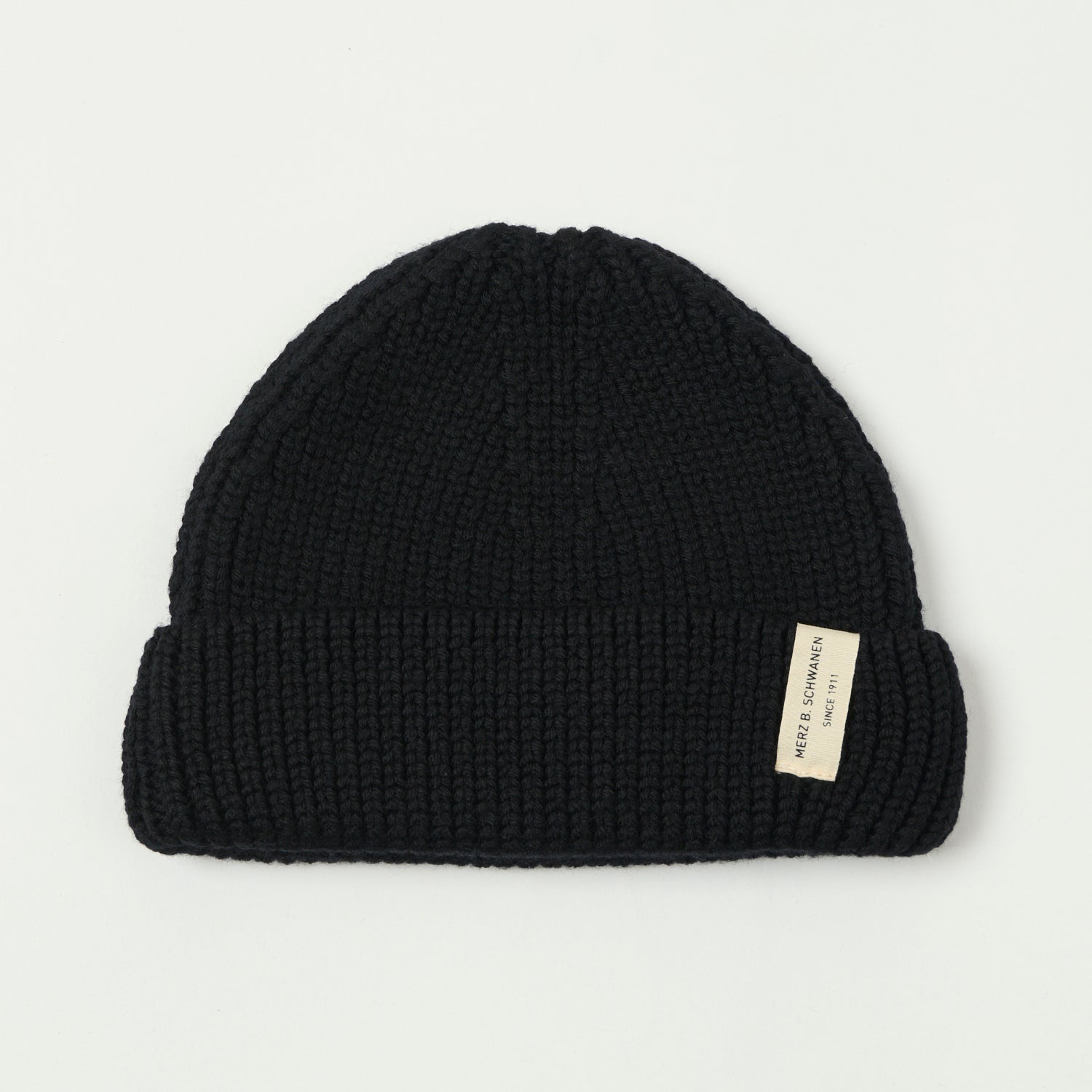 Merz b. Schwanen 'Good Basics' Loose Knit Wool Beanie - Deep Black