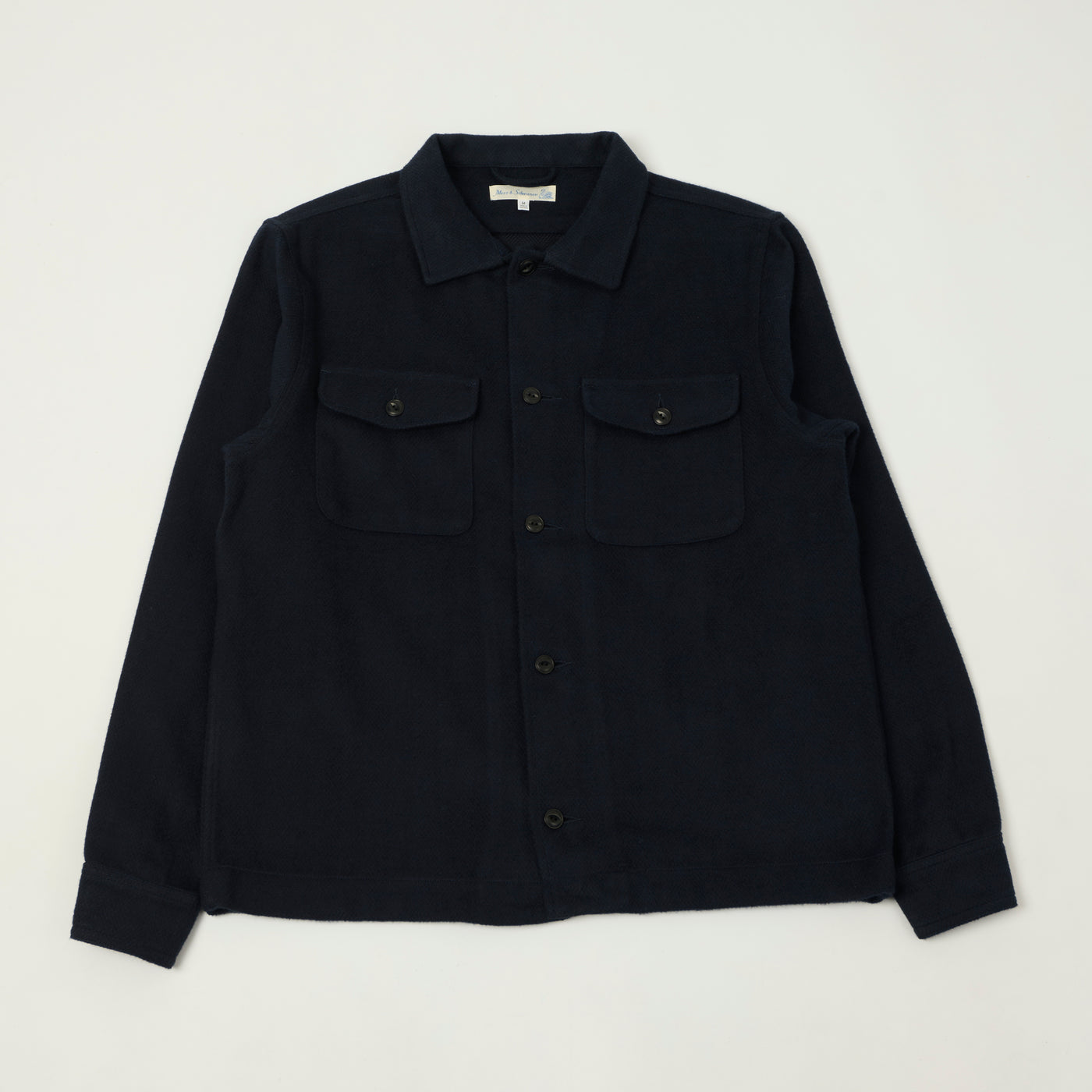 Merz b. Schwanen 'Good Basics' Organic Cotton Herringbone Shirt - Night Blue
