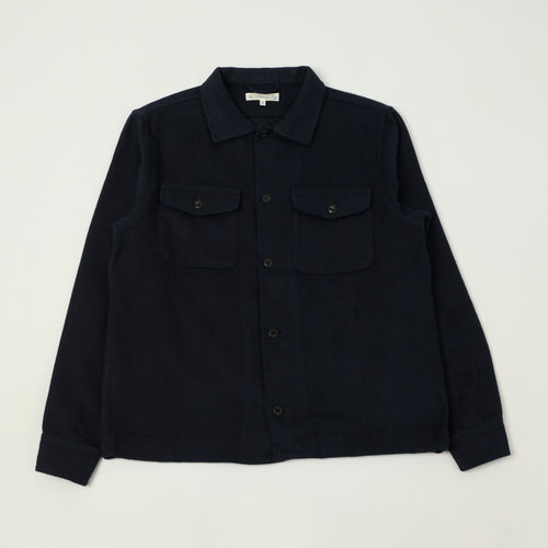 Merz b. Schwanen 'Good Basics' Organic Cotton Herringbone Shirt - Night Blue