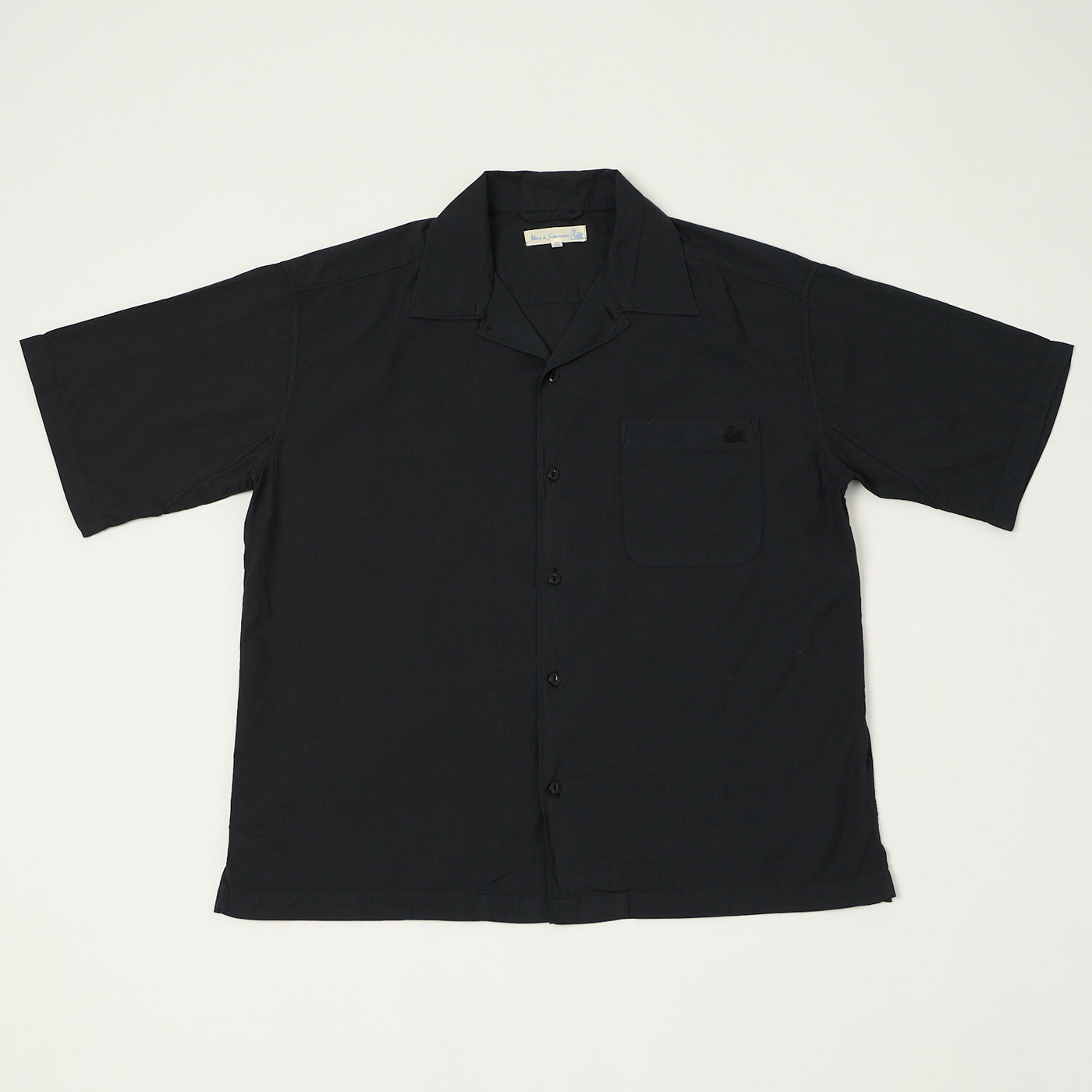 Merz b. Schwanen 'Good Basics' Poplin Short Sleeve Shirt - Deep Black