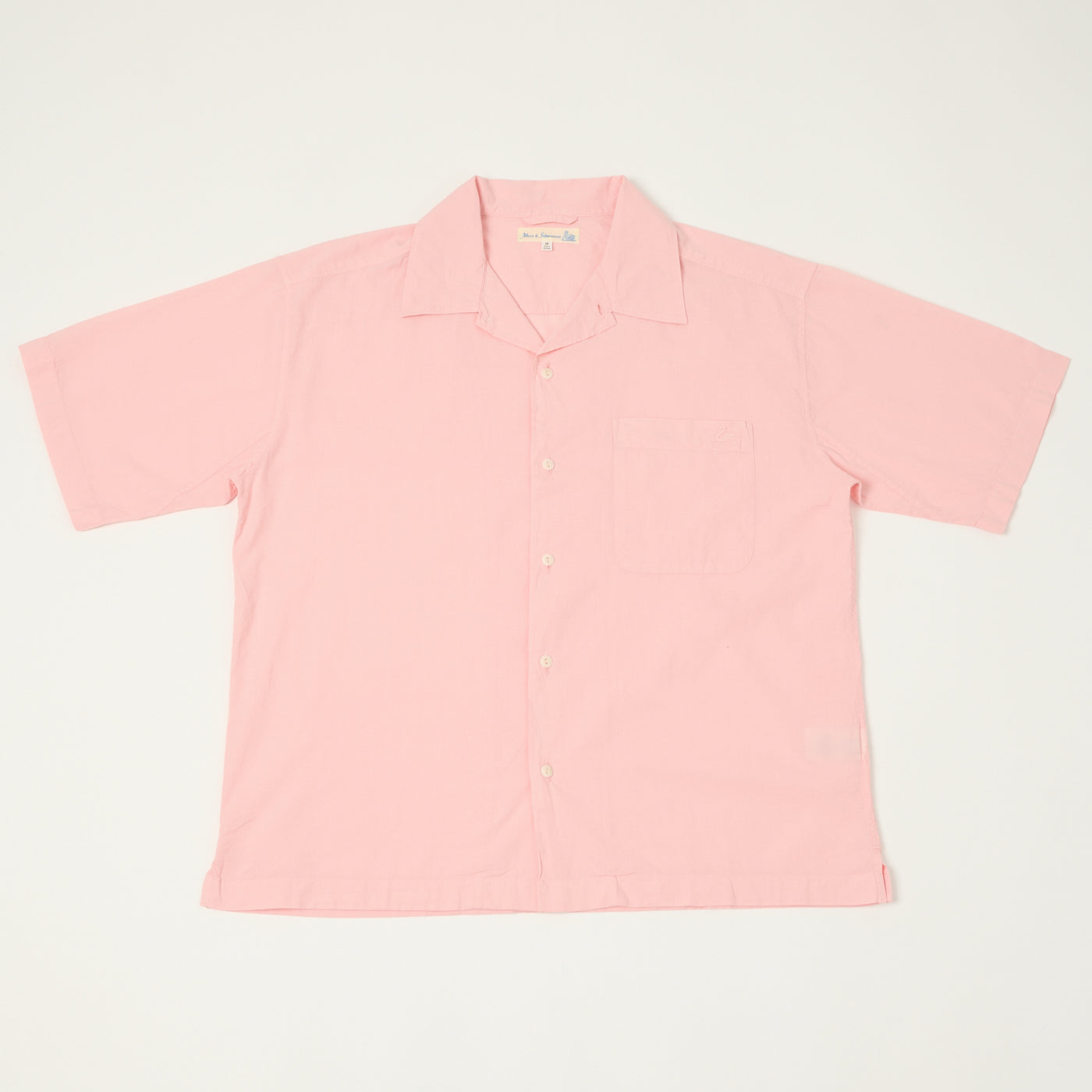 Merz b. Schwanen 'Good Basics' Poplin Short Sleeve Shirt - Faded Peach