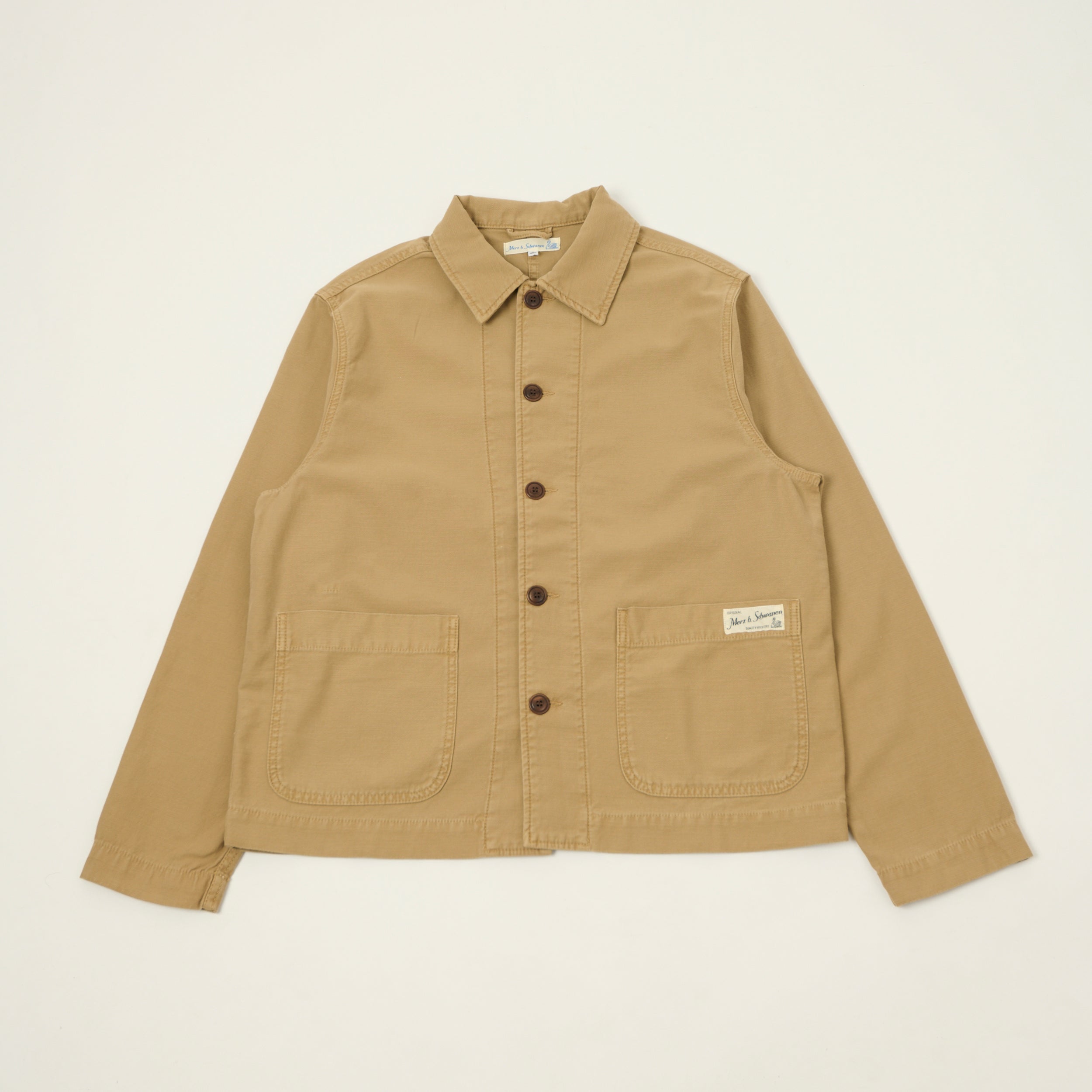 Merz b. Schwanen Reverse Sateen Cropped Worker's Jacket - Dusted Khaki