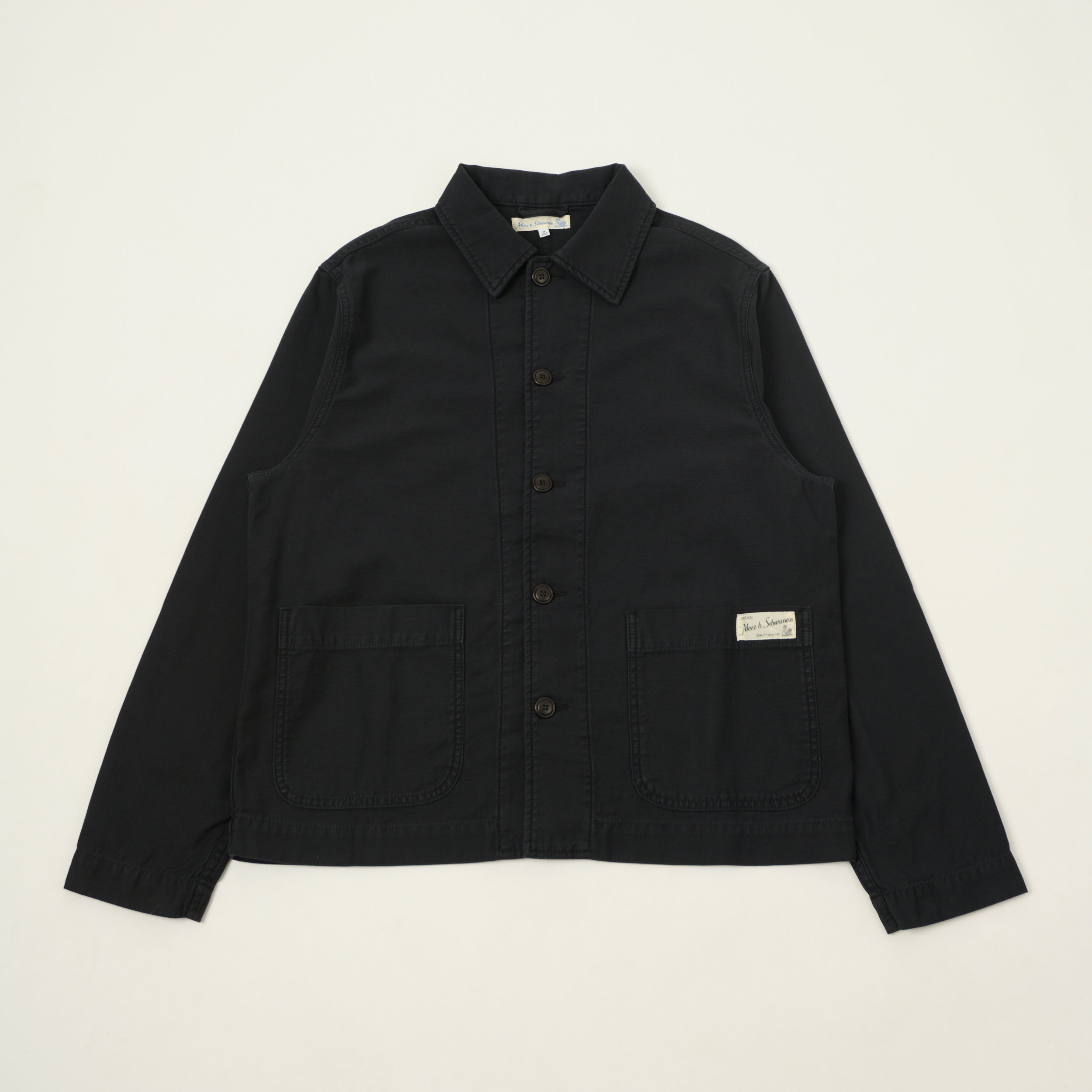 Merz b. Schwanen Reverse Sateen Cropped Worker's Jacket - Storm Black