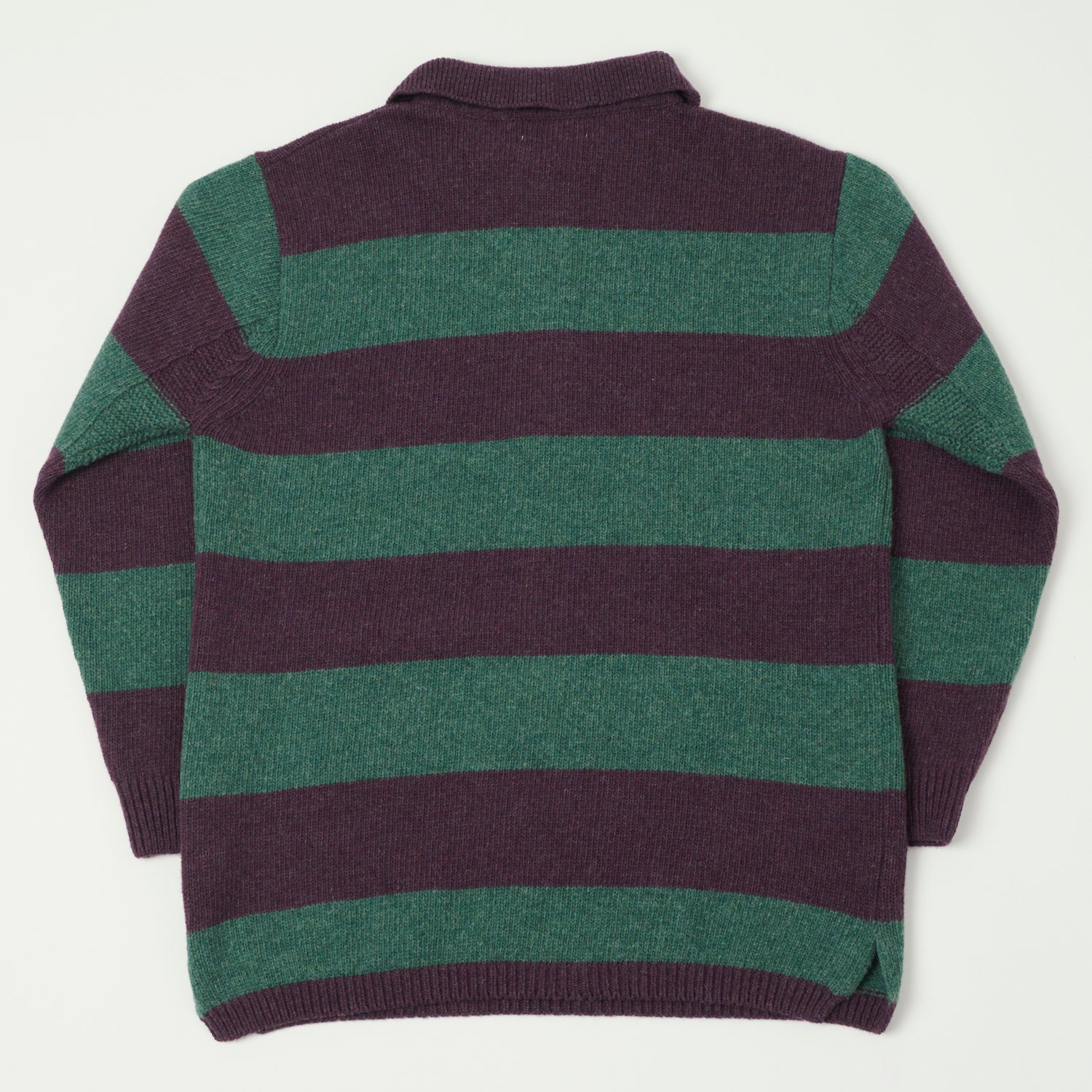 Merz b. Schwanen 'Good Basics' Wool Stripe Polo- Purple/Dark Teal