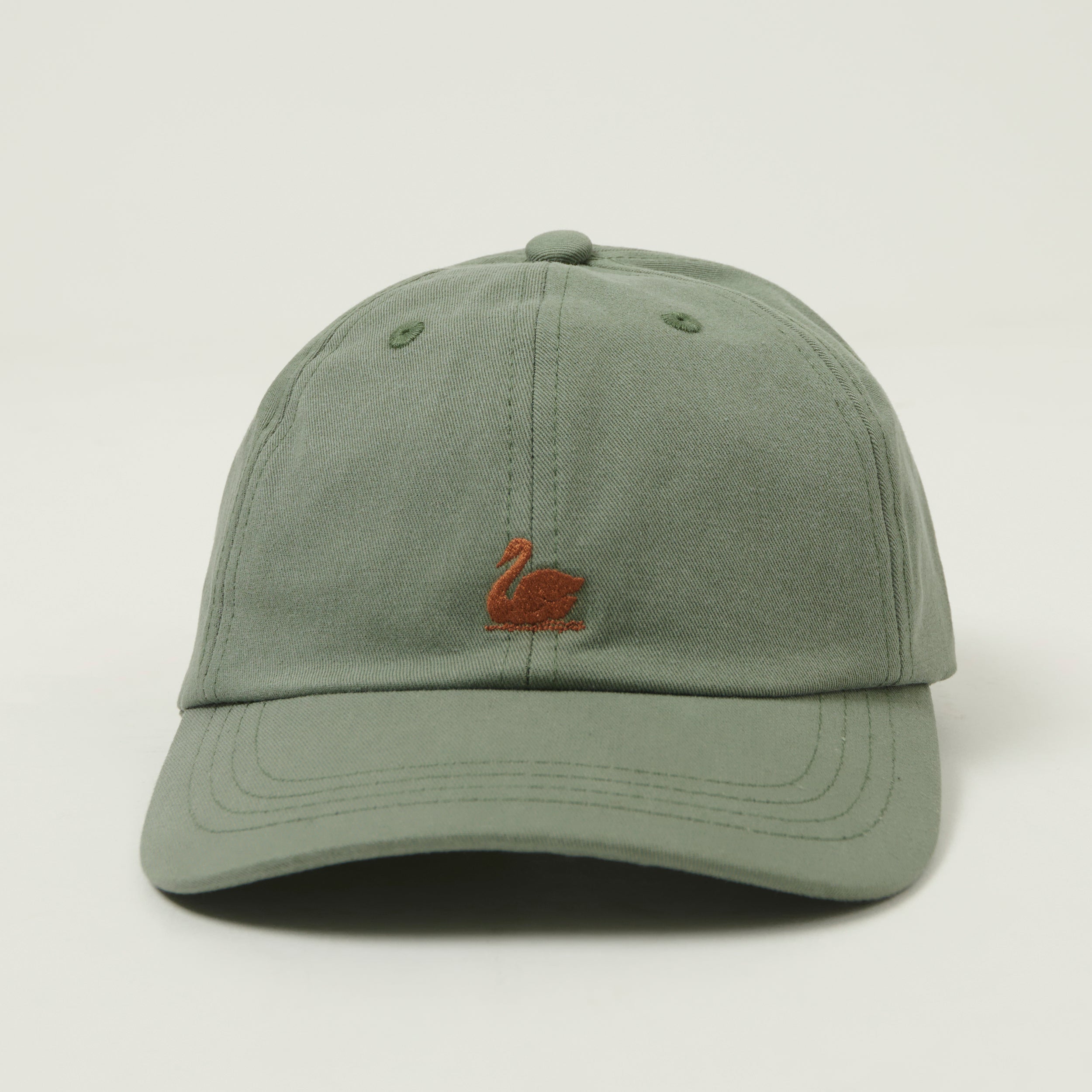 Merz b. Schwanen Swan Logo Cotton Twill Cap - Light Army/Nut