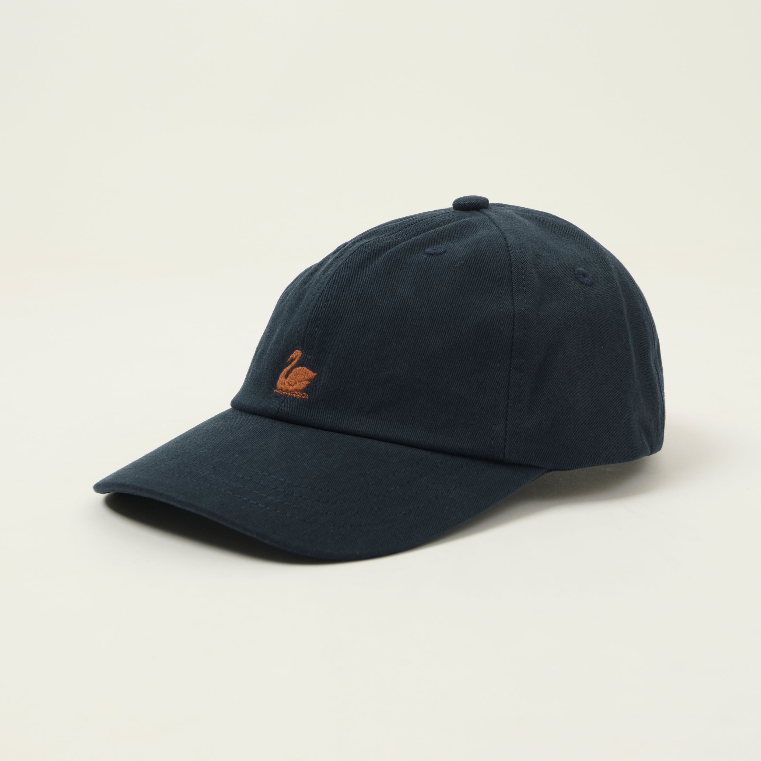 Merz b. Schwanen Swan Logo Cotton Twill Cap - Night Blue/Nut