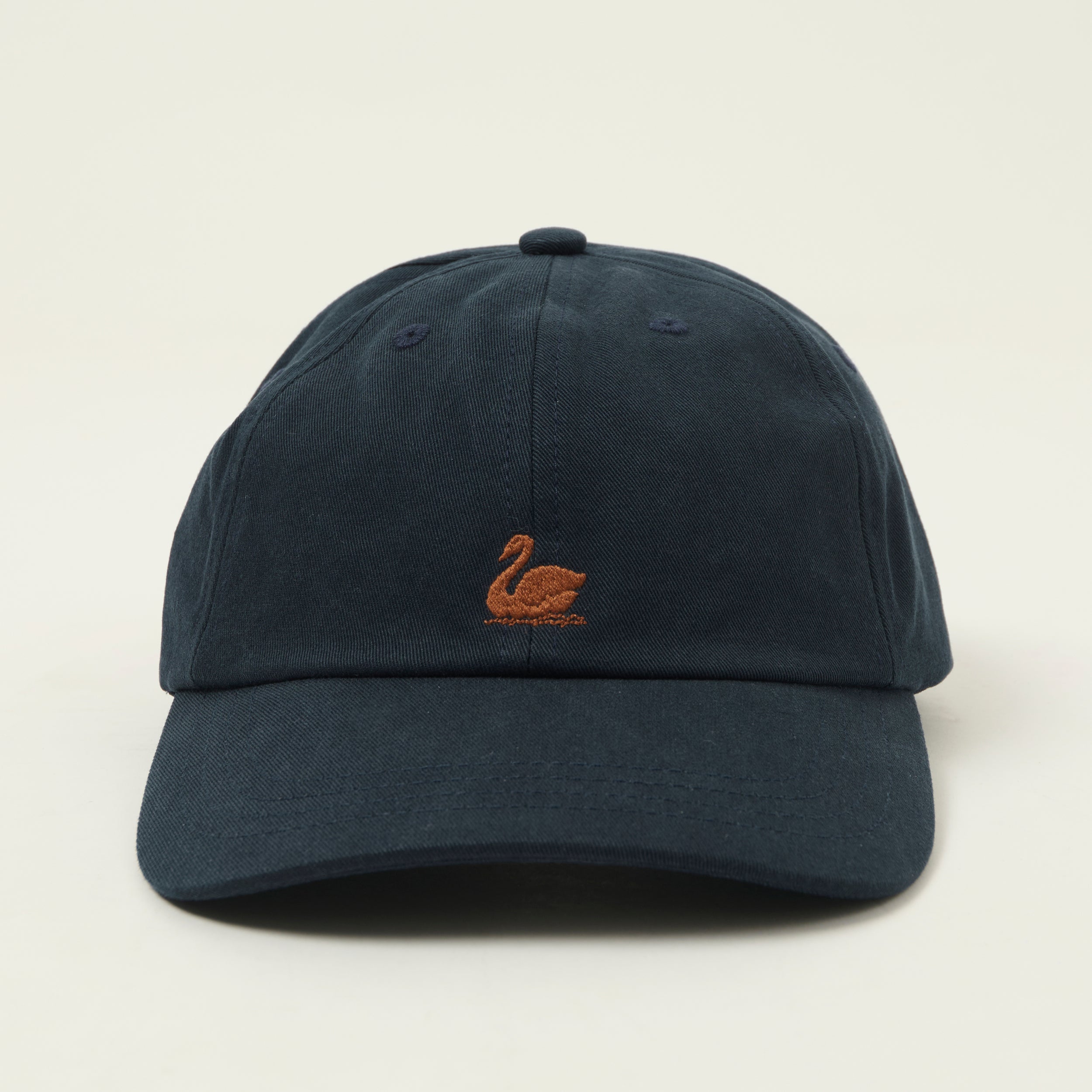 Merz b. Schwanen Swan Logo Cotton Twill Cap - Night Blue/Nut