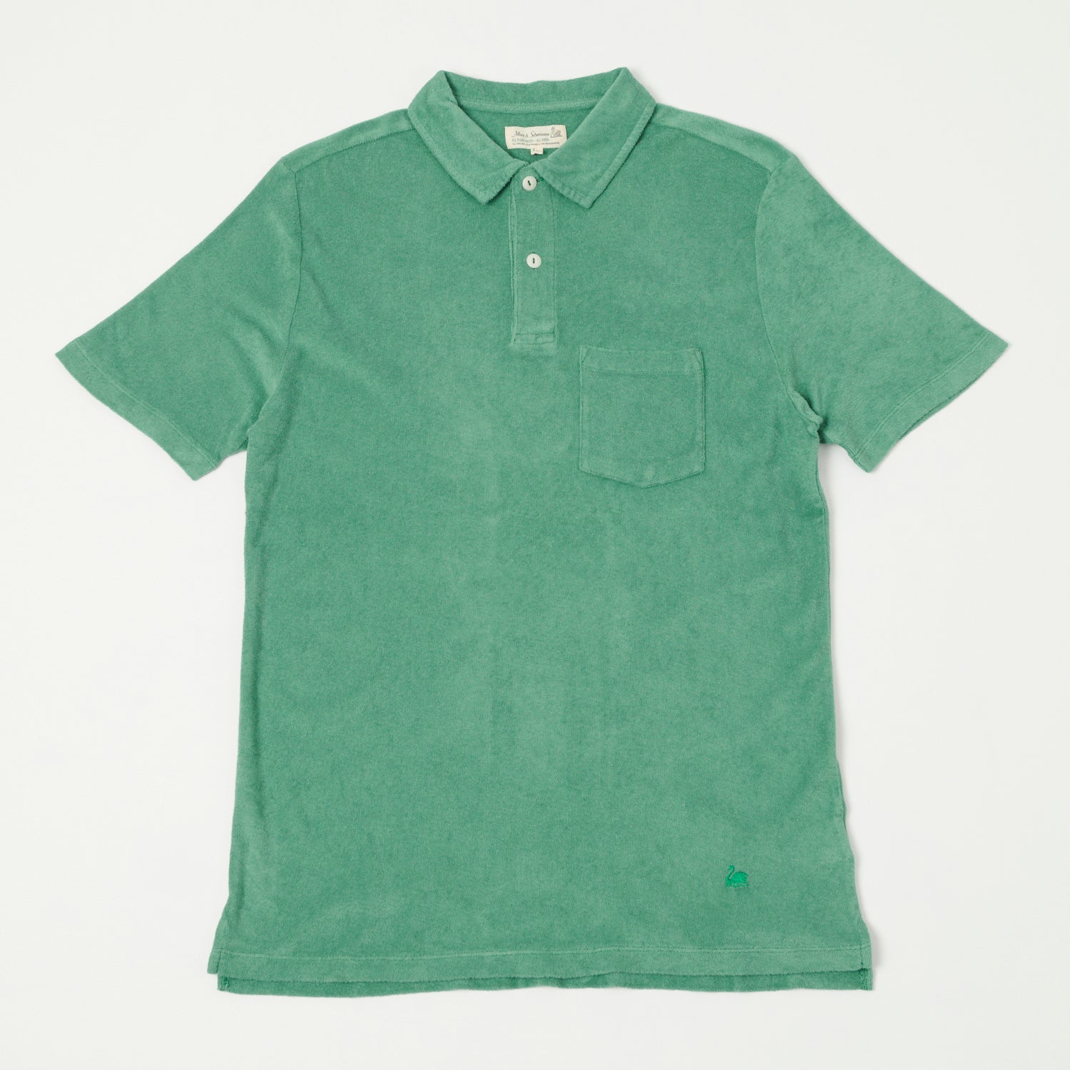 Merz b. Schwanen 'Good Basics' Plant Based Terry Polo Shirt - Grass