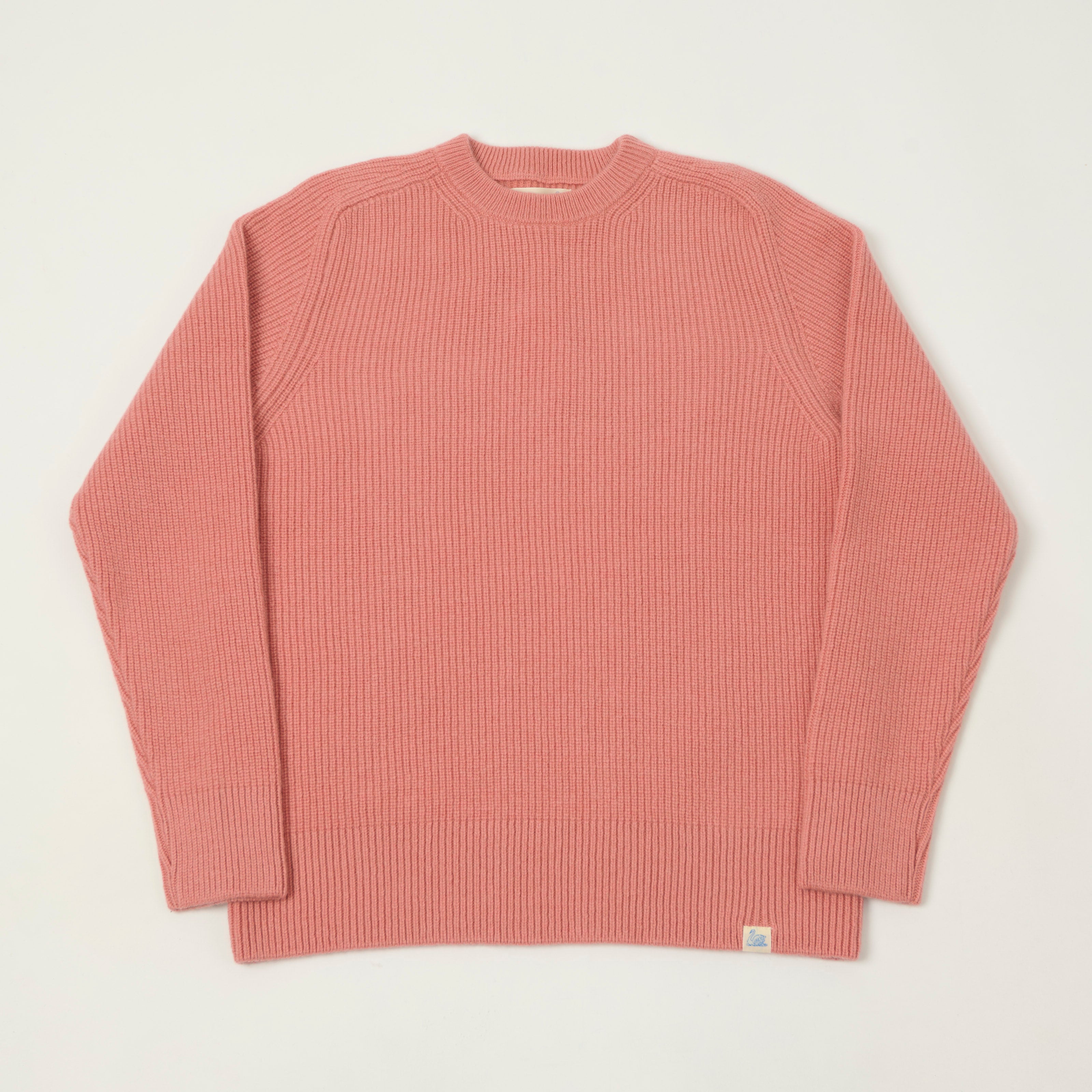 Merz b. Schwanen 'Good Basics' Wool Cashmere Ribbed Knit Pullover - Rosewood