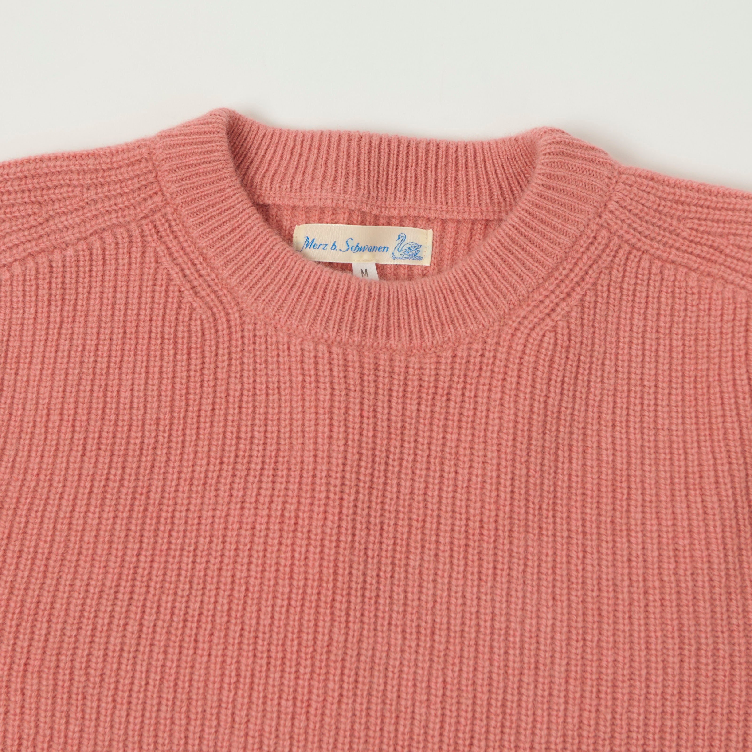 Merz b. Schwanen 'Good Basics' Wool Cashmere Ribbed Knit Pullover - Rosewood