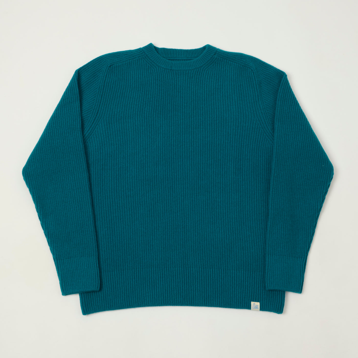 Merz b. Schwanen 'Good Basics' Wool Cashmere Ribbed Knit Pullover - Carbon Blue