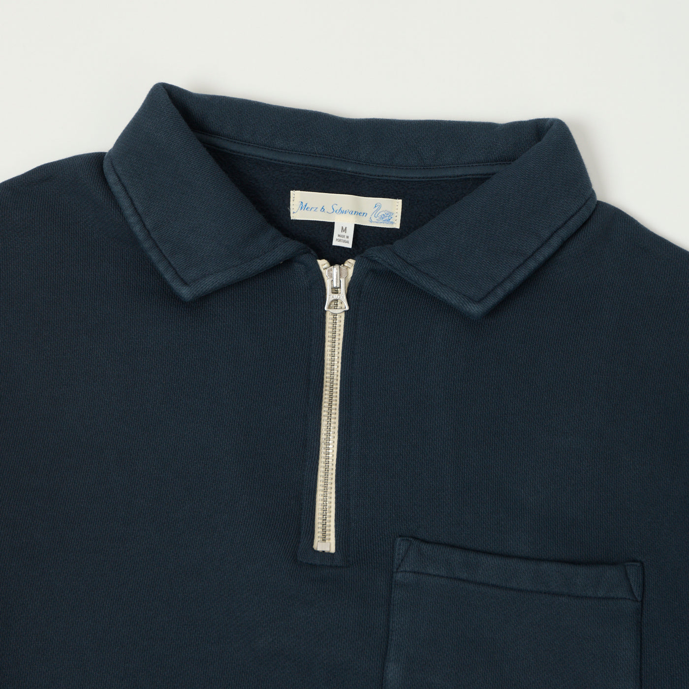 Merz b. Schwanen 'Good Basics' Quarter Zip Sweatshirt - Denim Blue
