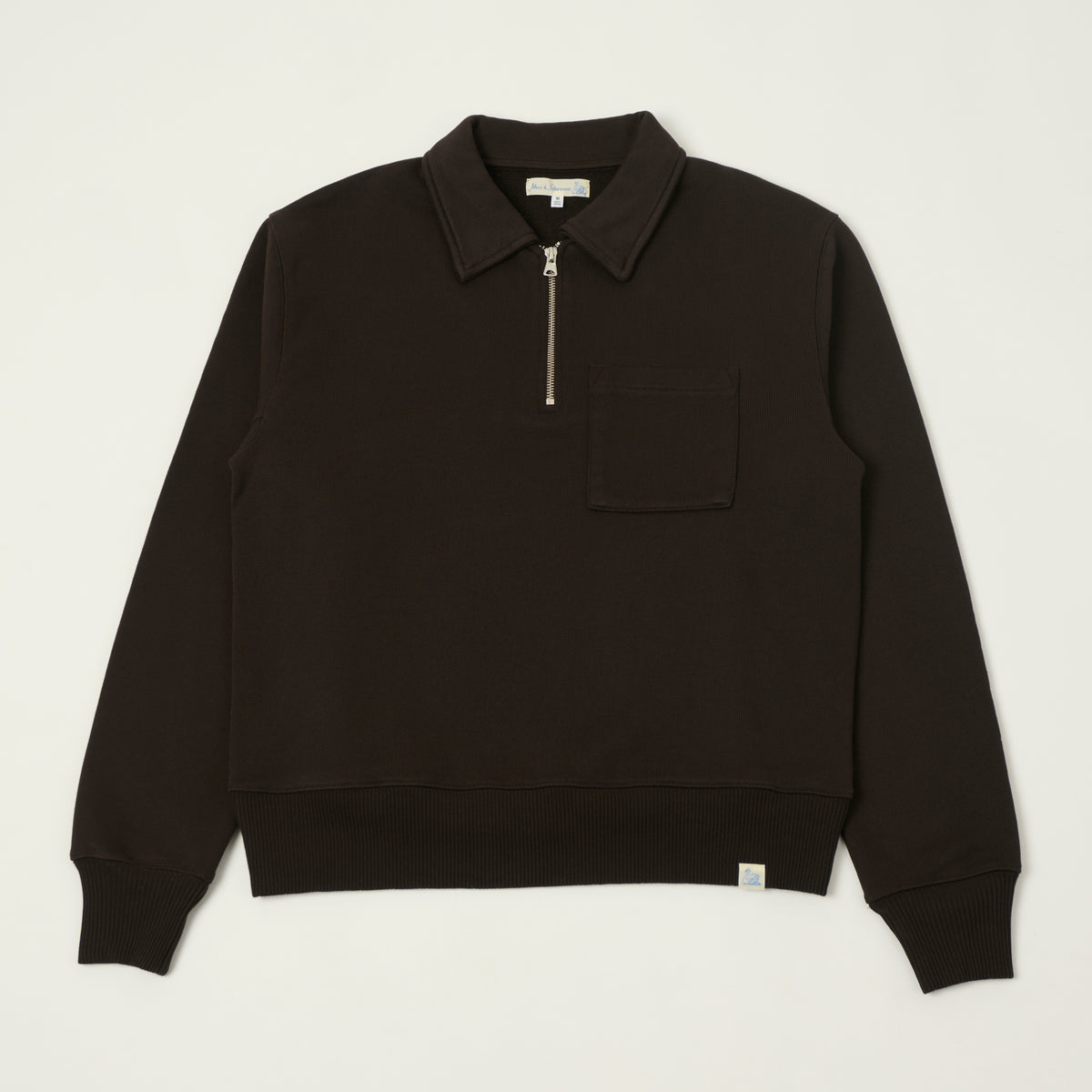 Merz b. Schwanen Quarter Zip Sweatshirt - Espresso