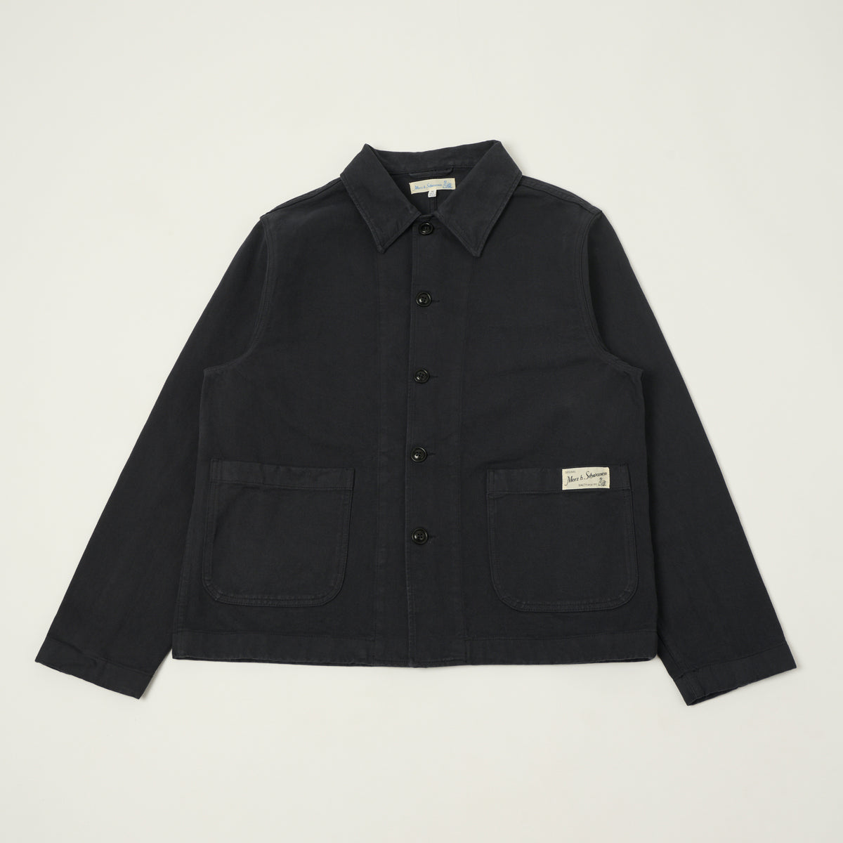 Merz b. Schwanen 'Good Basics' Cropped Workers Cotton Twill Jacket - Charcoal
