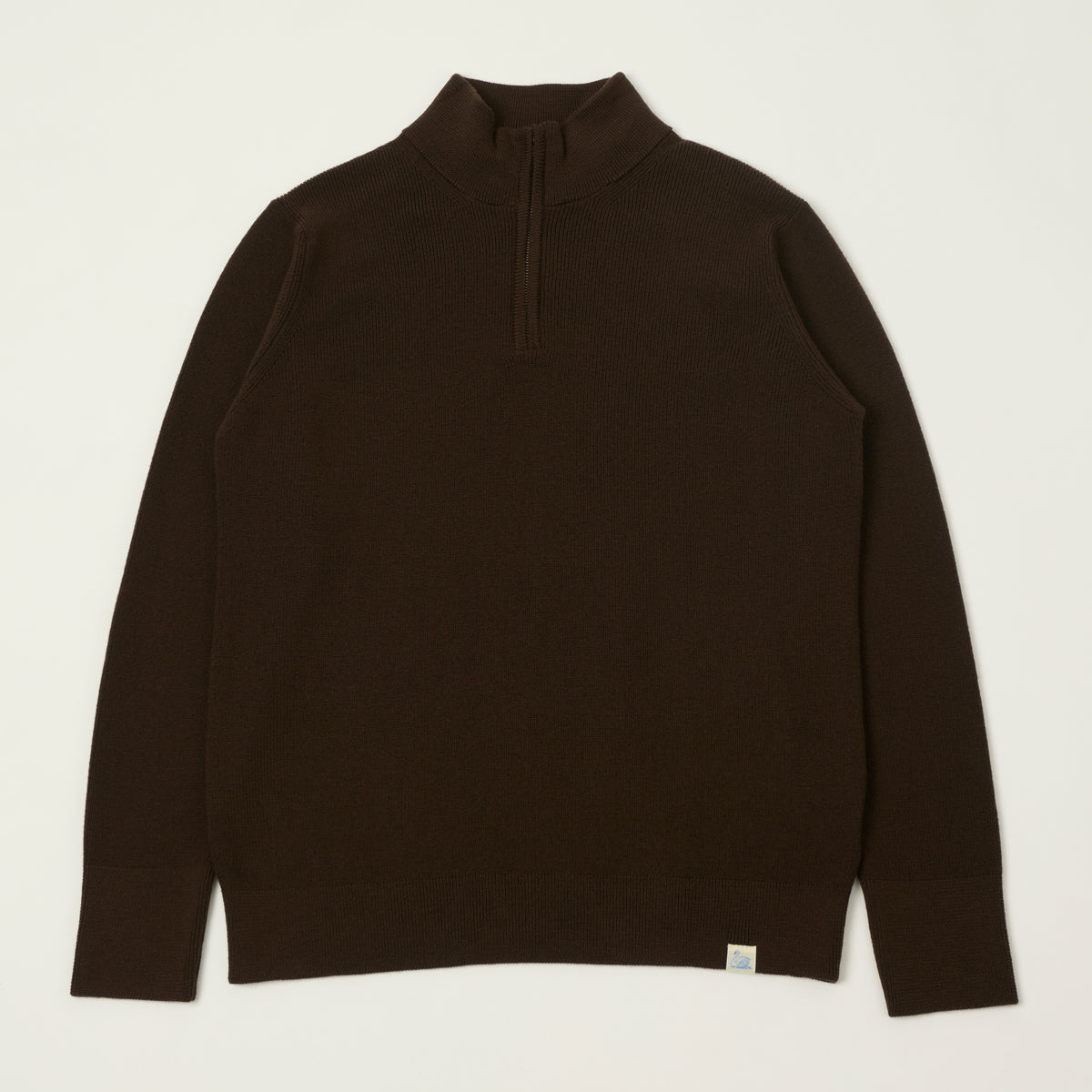 Merz b. Schwanen Merino Wool Quarter Zip Pullover - Coffee