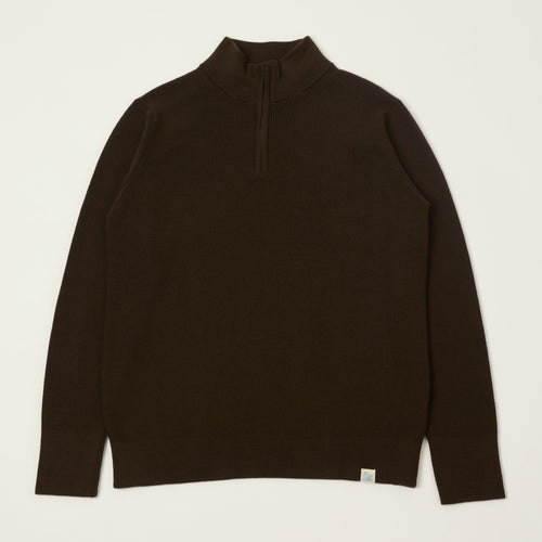 Merz b. Schwanen Merino Wool Quarter Zip Pullover - Coffee