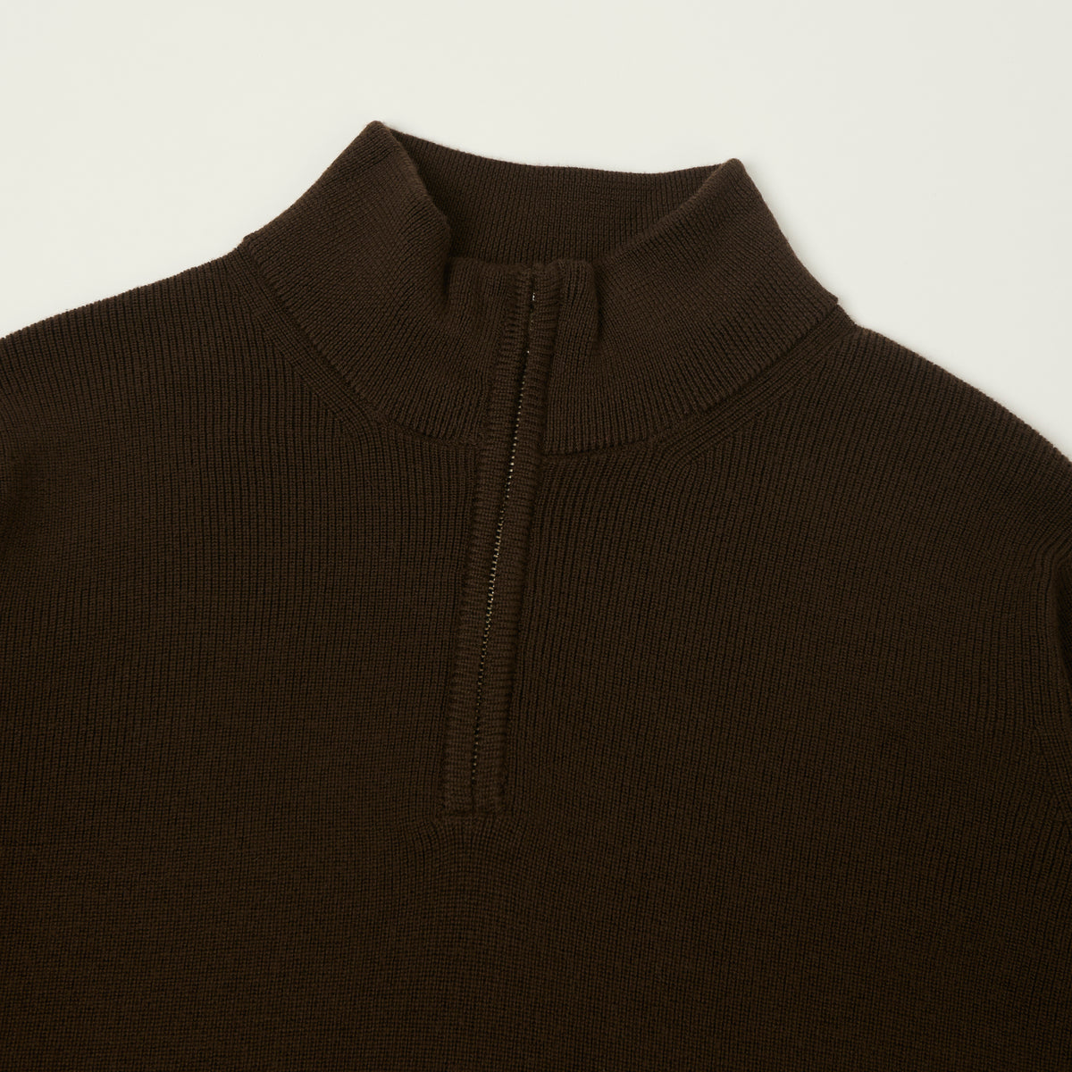 Merz b. Schwanen Merino Wool Quarter Zip Pullover - Coffee