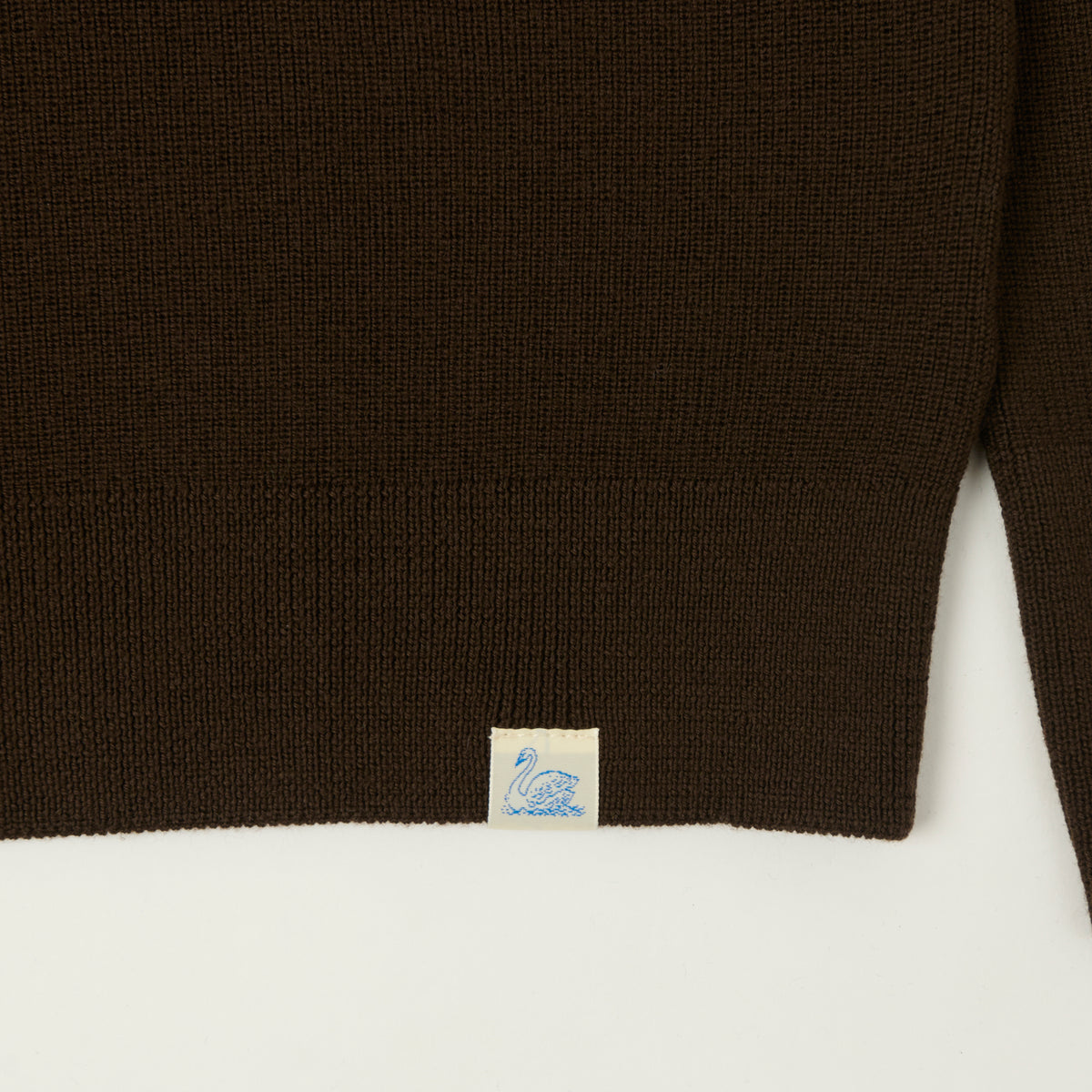 Merz b. Schwanen Merino Wool Quarter Zip Pullover - Coffee