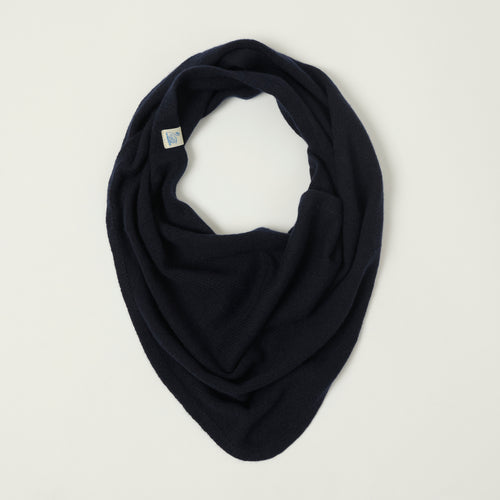 Merz b. Schwanen Merino/Cashmere/Silk Small Triangle Scarf - Dark Navy