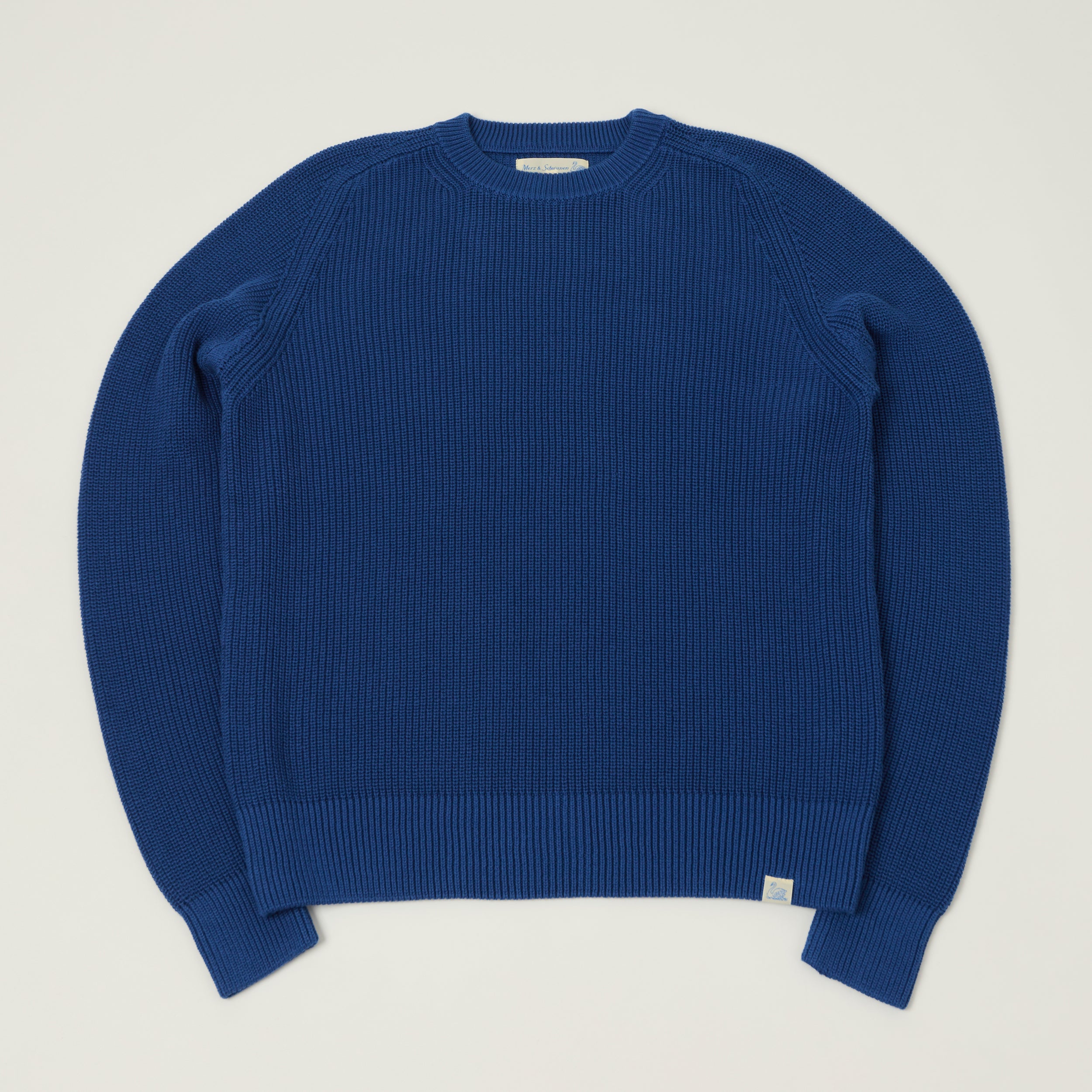 Merz b. Schwanen 'Good Basics' Cotton Ribbed Sweater - Carbon Blue
